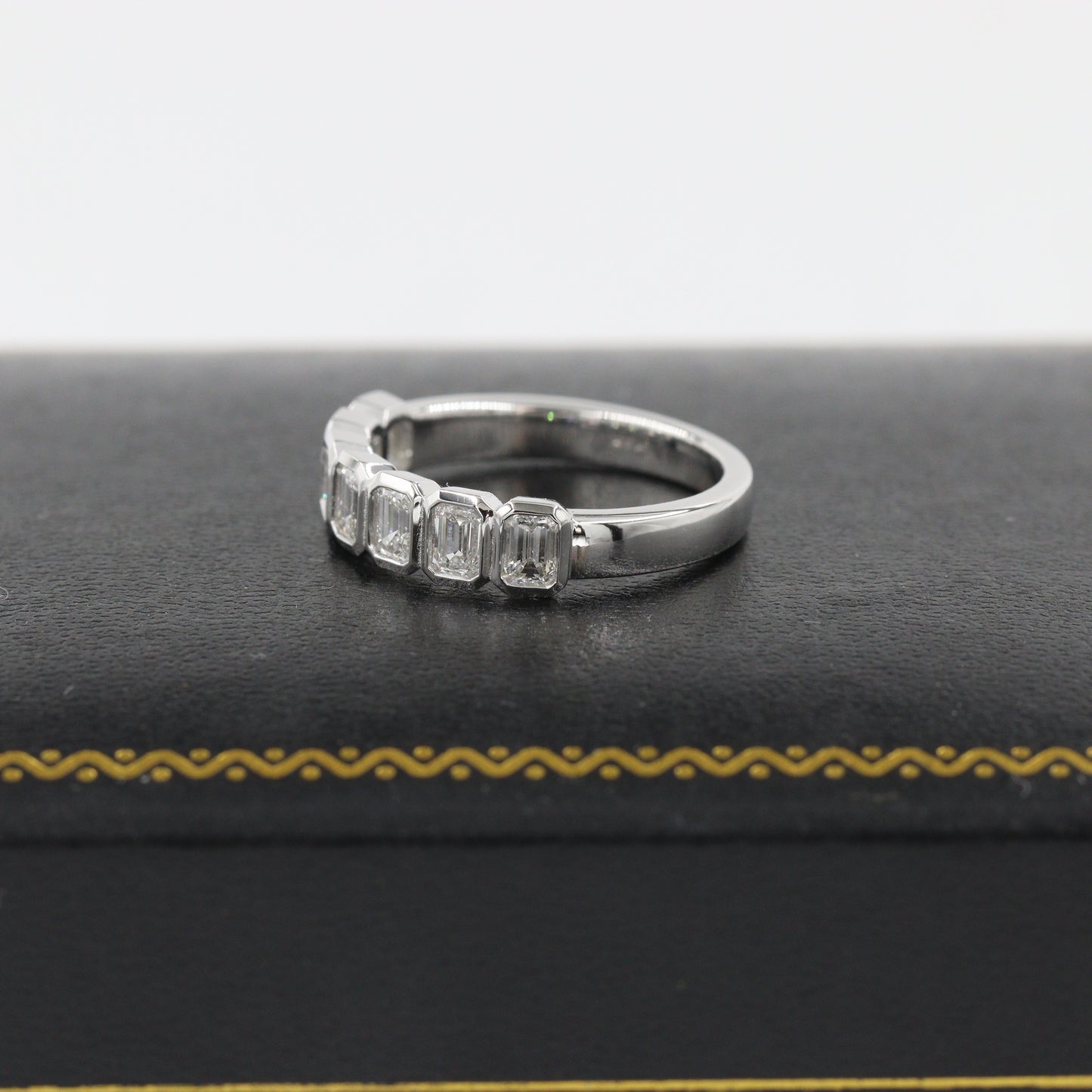 1ct Emerald Cut Diamond Bezel set Wedding Band/ Bezel Setting Emerald Cut Diamond Band/ Diamond Ring/ Anniversary gift Ring/ Stacking Band