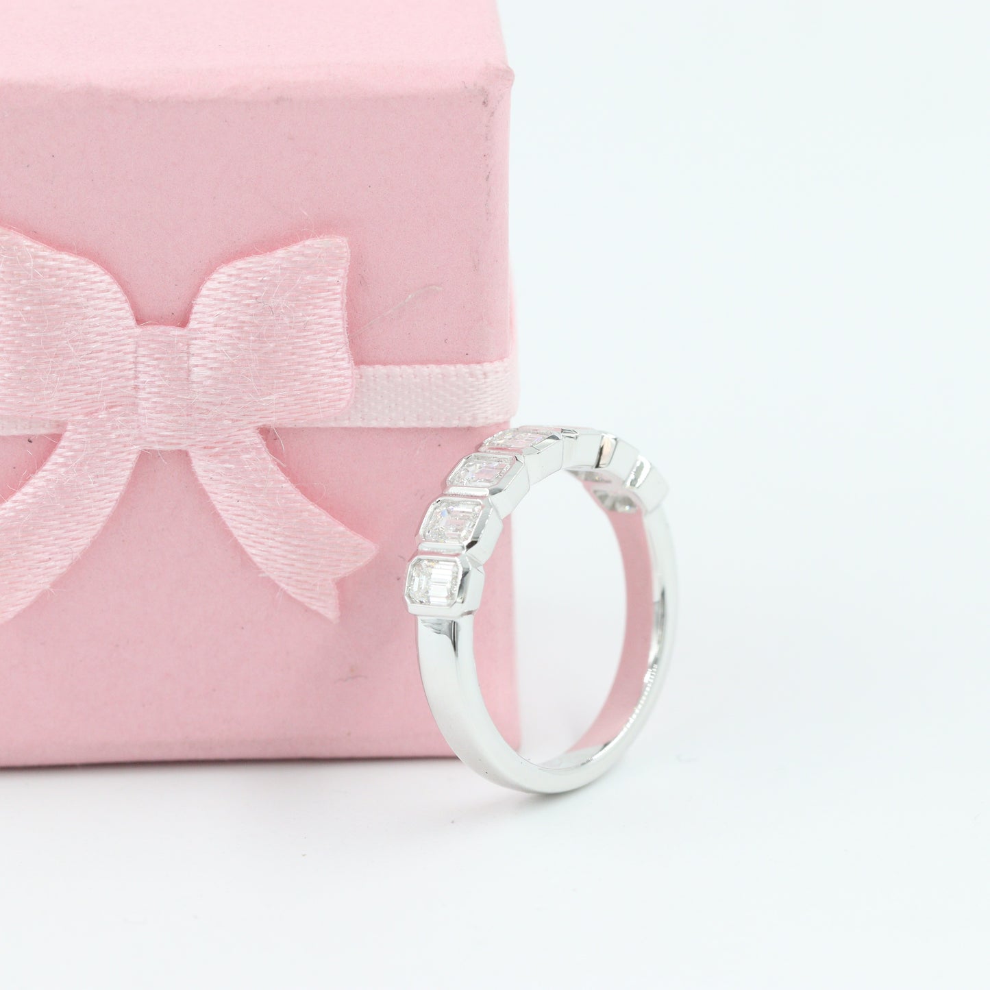 1ct Emerald Cut Diamond Bezel set Wedding Band/ Bezel Setting Emerald Cut Diamond Band/ Diamond Ring/ Anniversary gift Ring/ Stacking Band