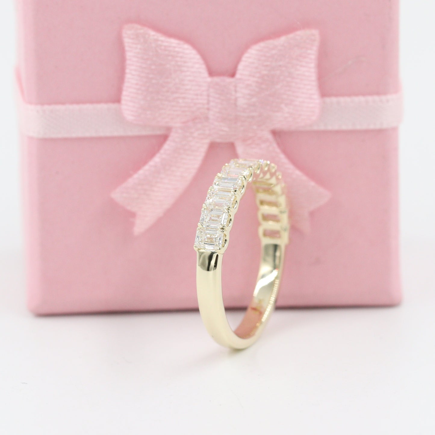 1.1ct Emerald Cut Diamonds Ring/Natural Emerald Cut Diamond Wedding Band/Half Eternity Wedding Ring/Anniversary gift/Stackable Diamond Band