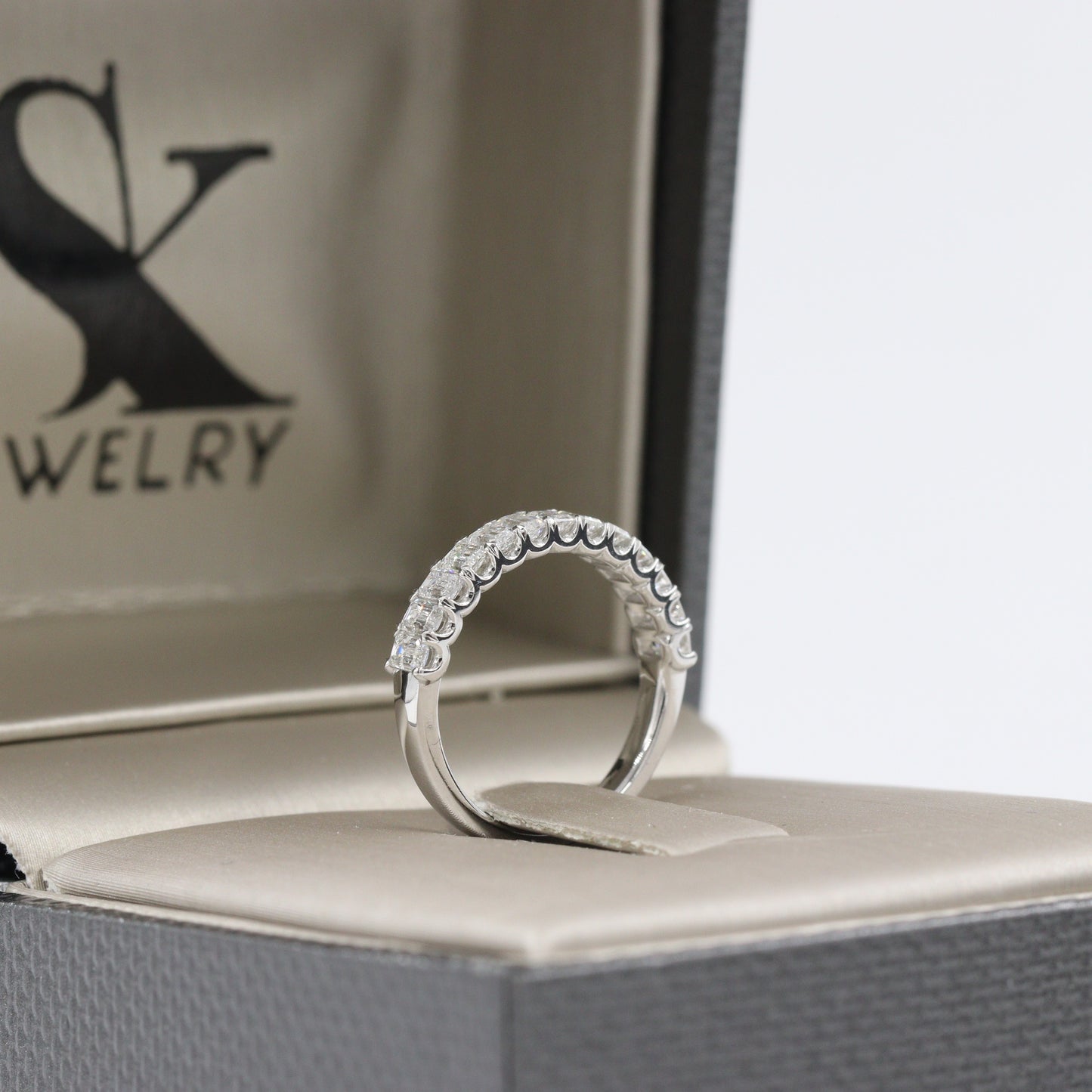 1.1ct Emerald Cut Diamonds Ring/Natural Emerald Cut Diamond Wedding Band/Half Eternity Wedding Ring/Anniversary gift/Stackable Diamond Band