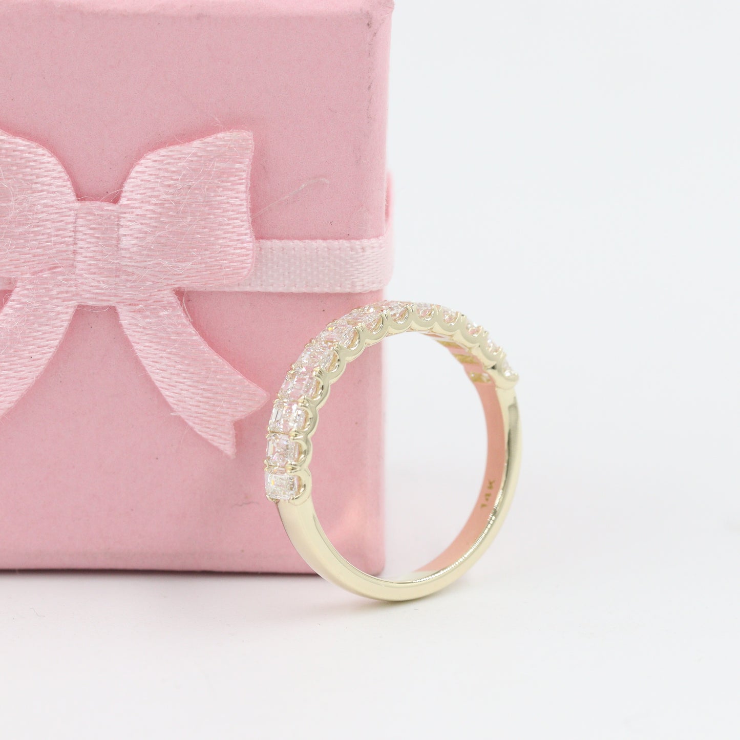 1.1ct Emerald Cut Diamonds Ring/Natural Emerald Cut Diamond Wedding Band/Half Eternity Wedding Ring/Anniversary gift/Stackable Diamond Band