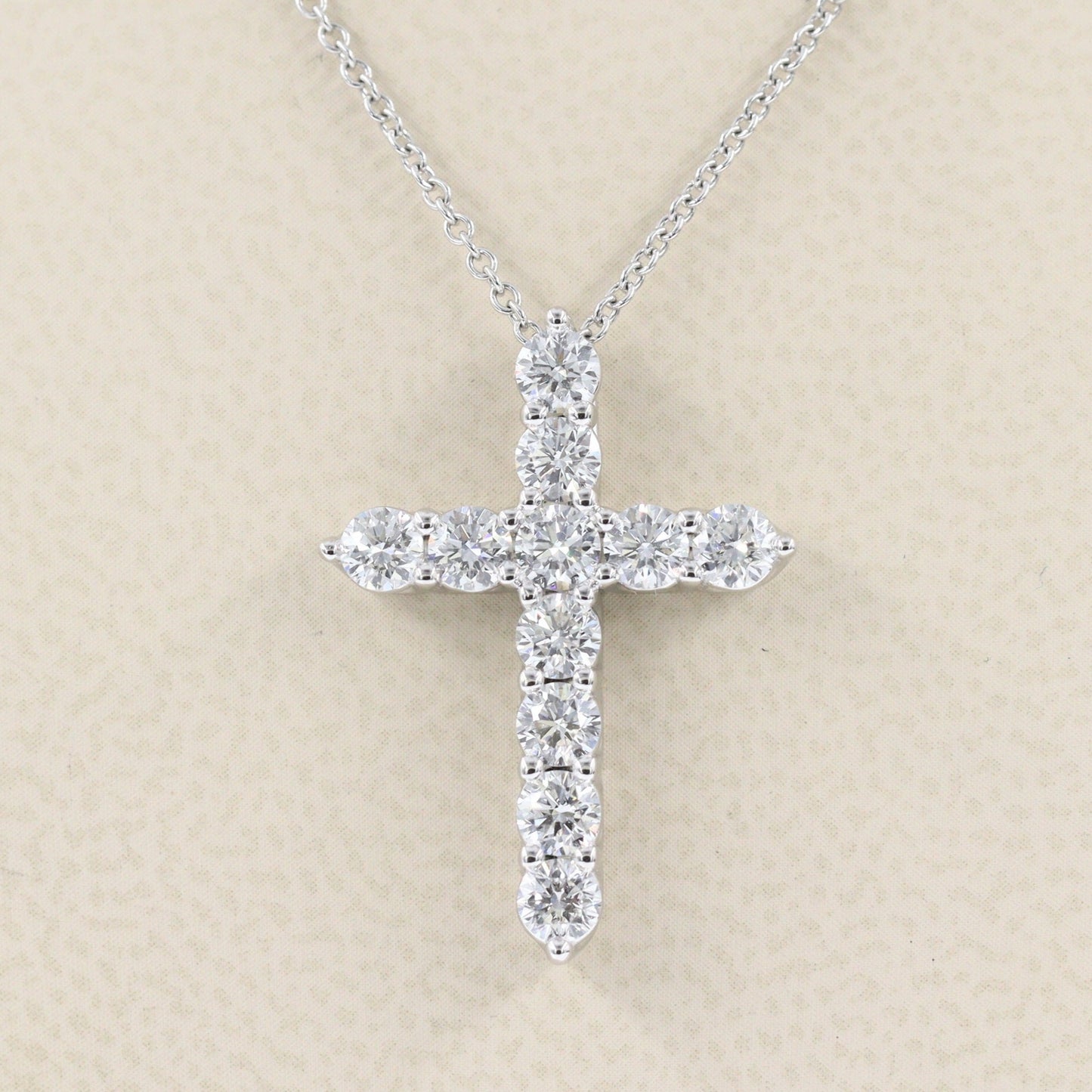 1.5ct Round Natural Diamond Cross Necklace/Luxury Cross Pendant/14K,18K Gold Cross Necklace/Adjustable Length/Gift for Her/Anniversary Gift
