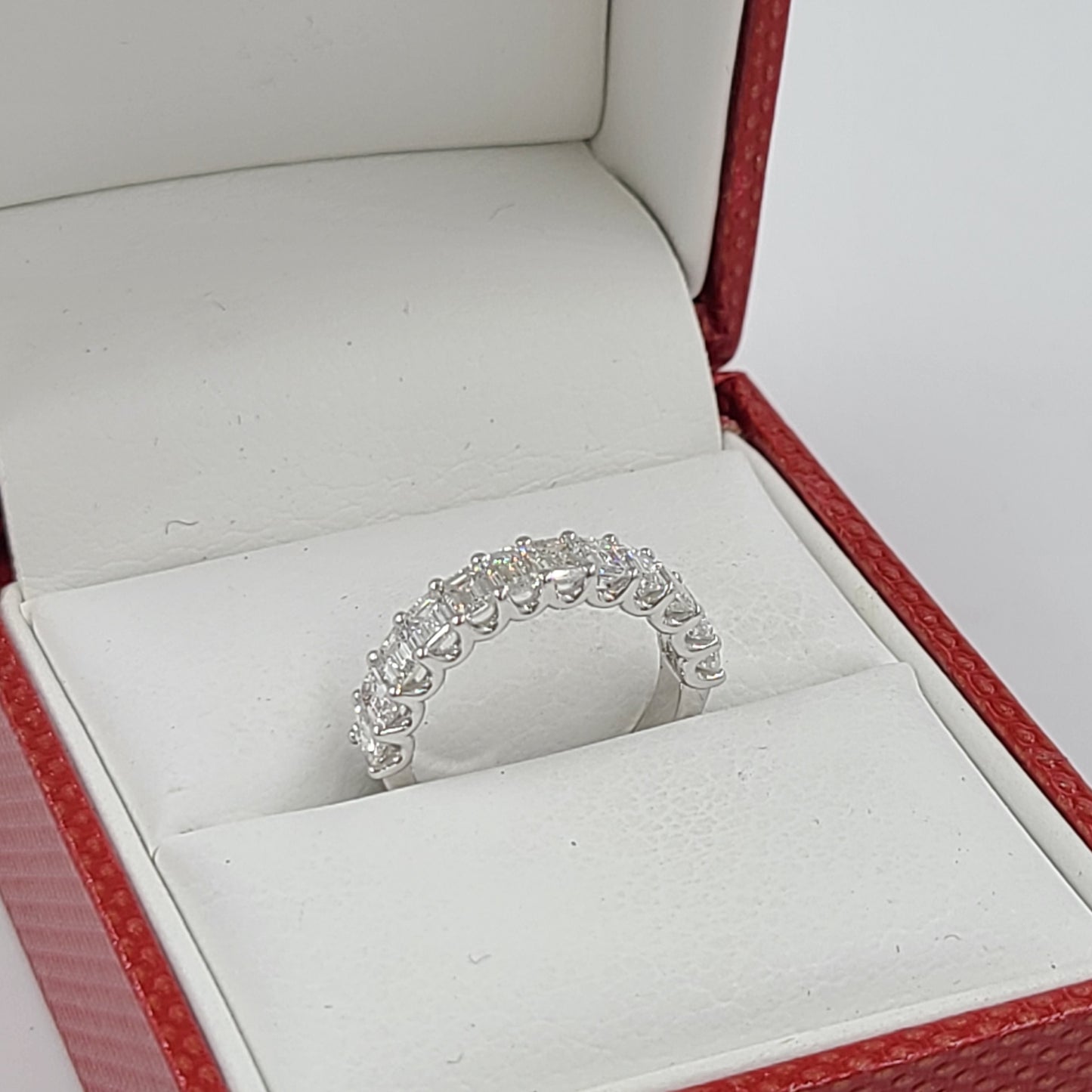 1.6ct Emerald Cut Diamond Half Eternity Wedding Band/Emerald Cut Diamond U-shape Wedding Ring/Anniversary gift Ring/Stackable Diamond Band