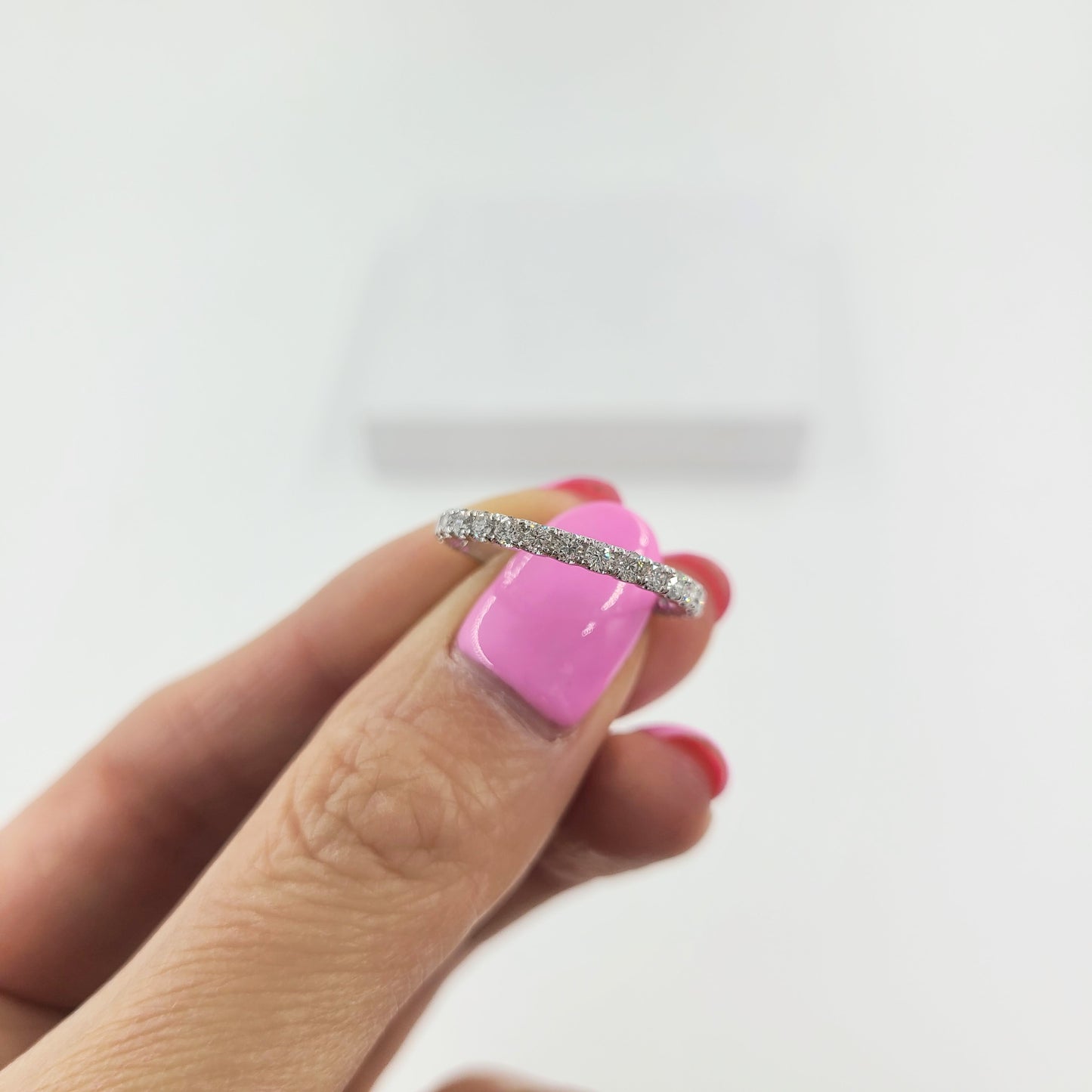 Wedding Band/Eternity Diamond Ring/Diamond Minimalist Ring/Diamond Band/3/4 Round Diamond Wedding Band/Anniversary Gift/Stackable Ring