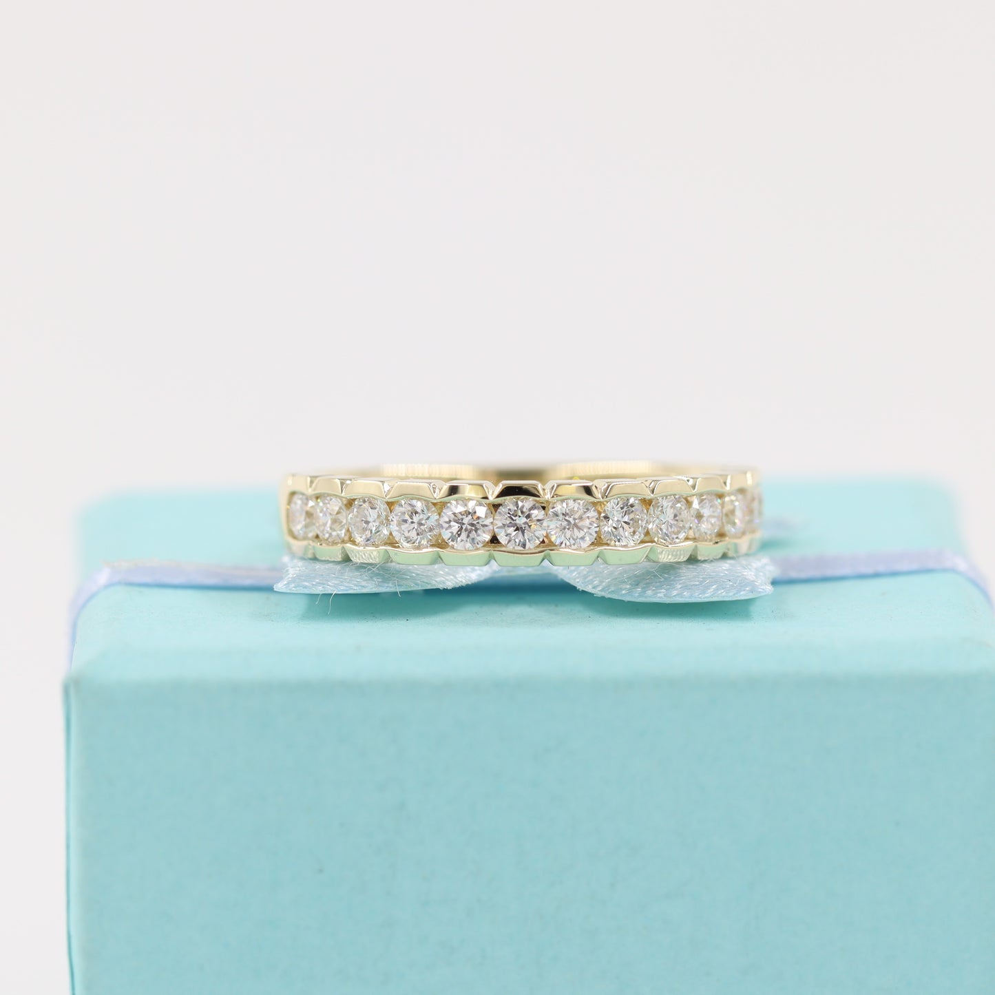 Channel Set Half Eternity Diamond Band/ Stackable Diamond Wedding Band/ Channel Set Diamond Ring 3.6mm