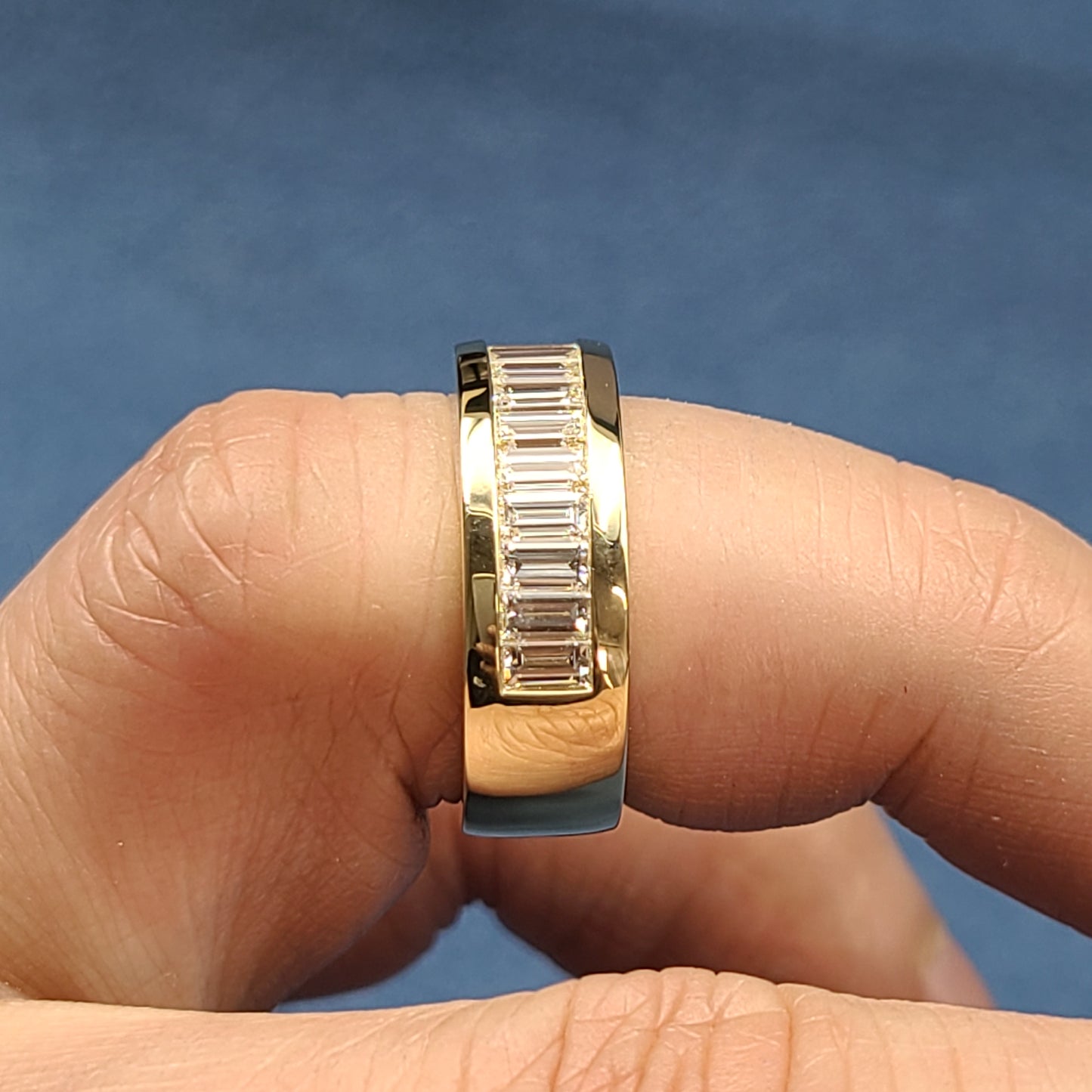 Baguette Diamond wedding Band/2.3ctw Baguette Diamond Half Eternity 7mm Ring/Stackable Baguette Diamond Channel Set Ring/ Anniversary Gift