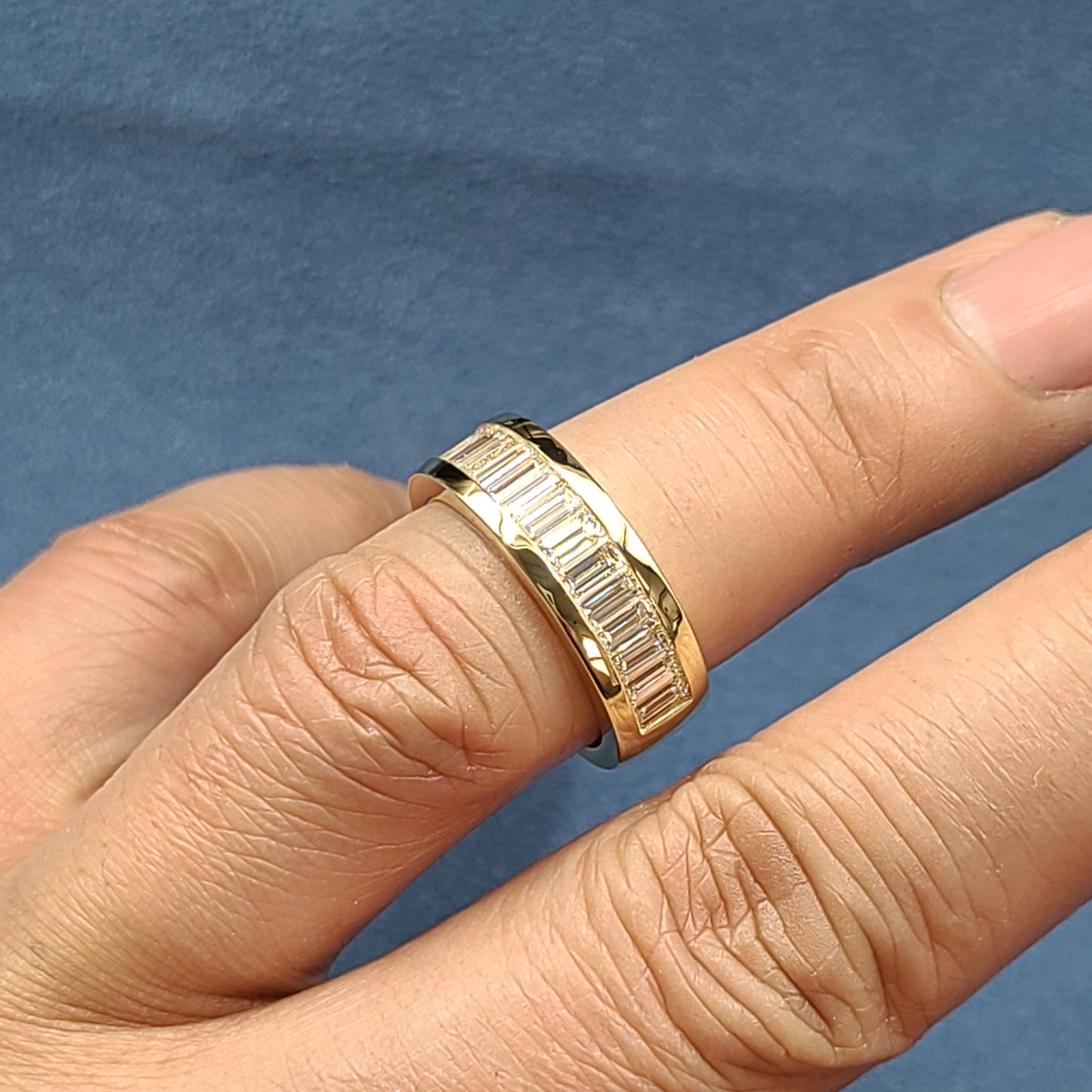 Baguette Diamond wedding Band/2.3ctw Baguette Diamond Half Eternity 7mm Ring/Stackable Baguette Diamond Channel Set Ring/ Anniversary Gift