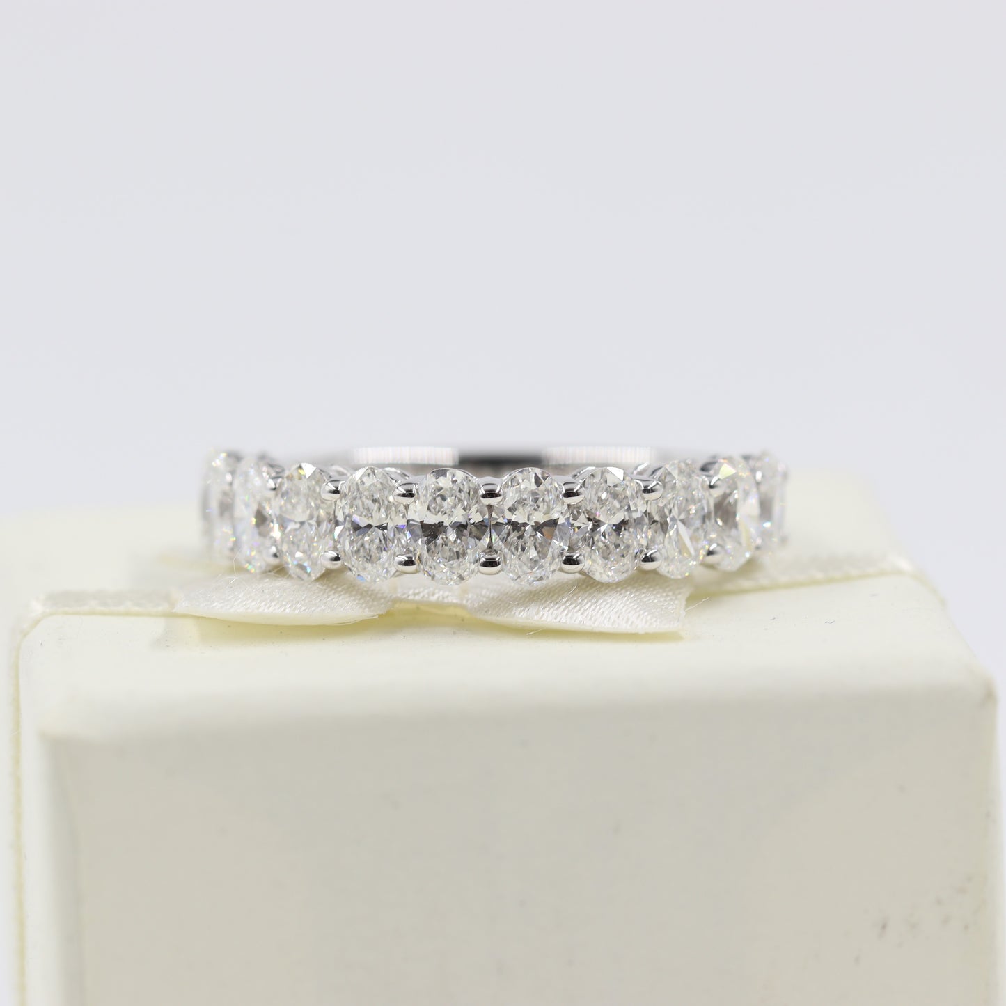 2.8ct Oval 11 Diamonds Wedding Band /Stackable Natural Oval Diamond Ring/Half Eternity Wedding Ring /Anniversary gift Ring