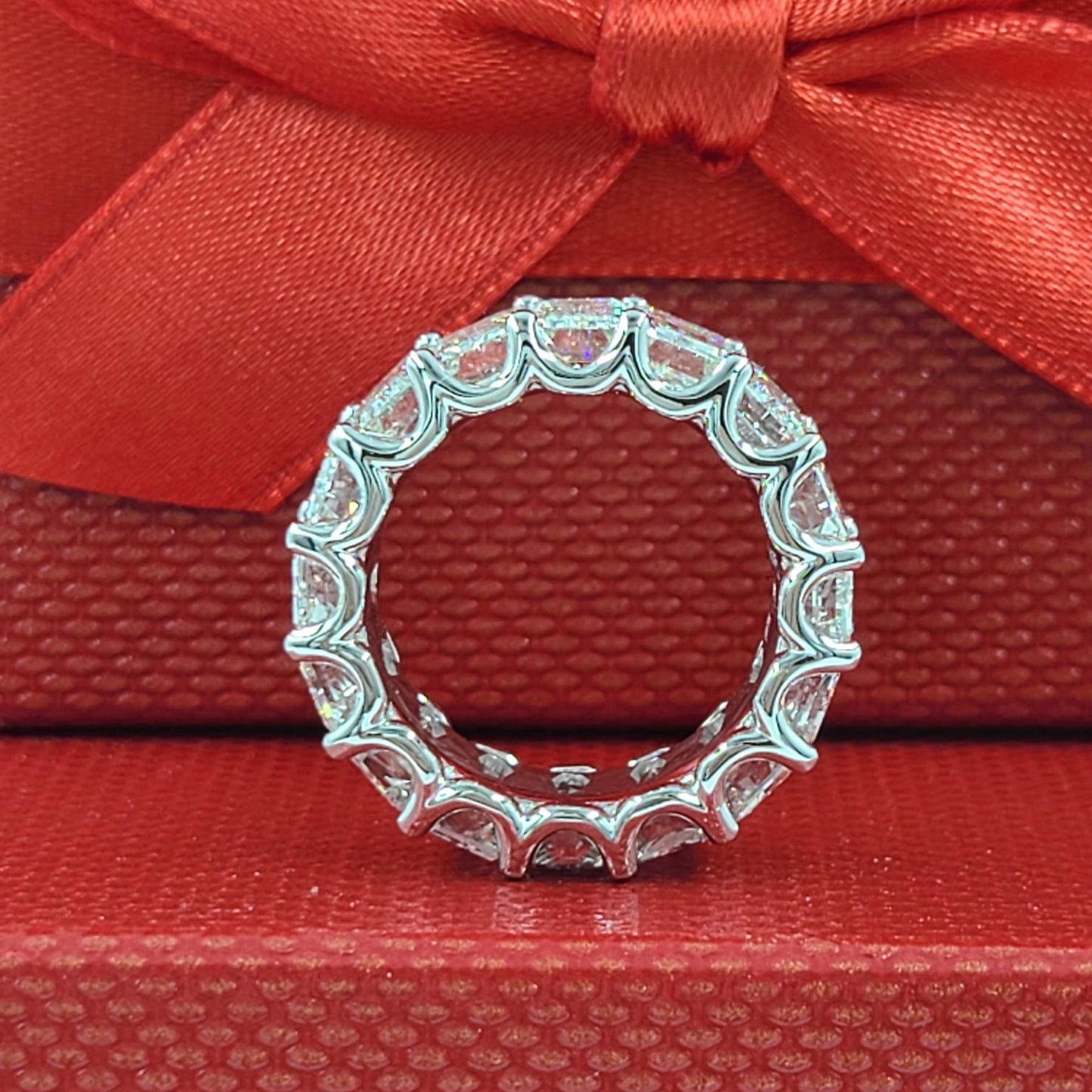 11.8ct Emerald Cut Diamond Wedding Ring / 18K gold Emerald Cut Natural Diamond Full Eternity Width 9mm Ring / Anniversary gift