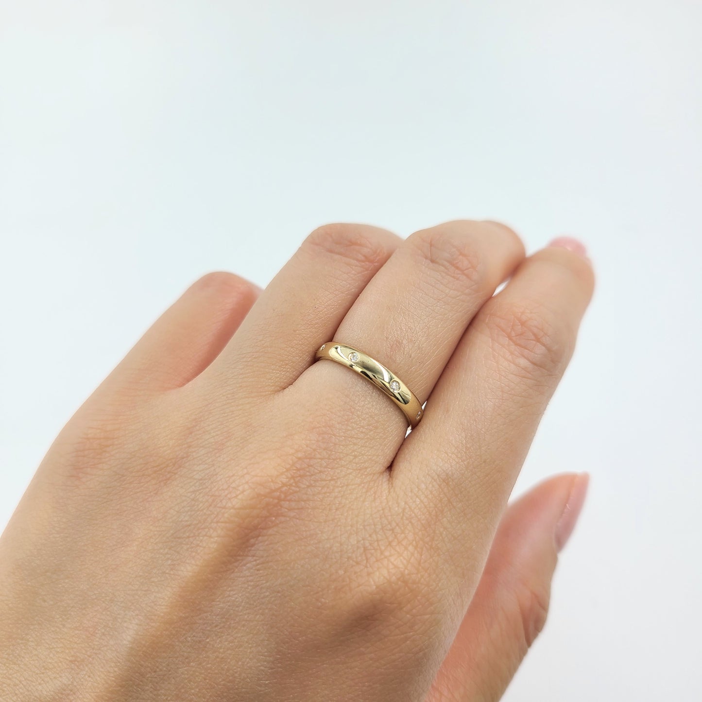 Handmade 14K Gold  Natural Diamond Wedding Band: Comfort Fit Eternity 3mm Ring- Anniversary gift