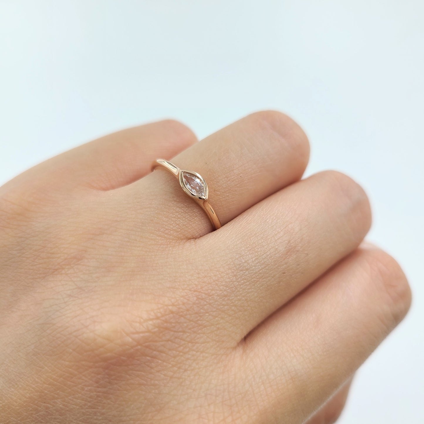 Lab Diamond Solitaire marquise Band/marquise Lab Diamond Bezel Ring /marquise Diamond Ring/Stackable Ring/Gift for her