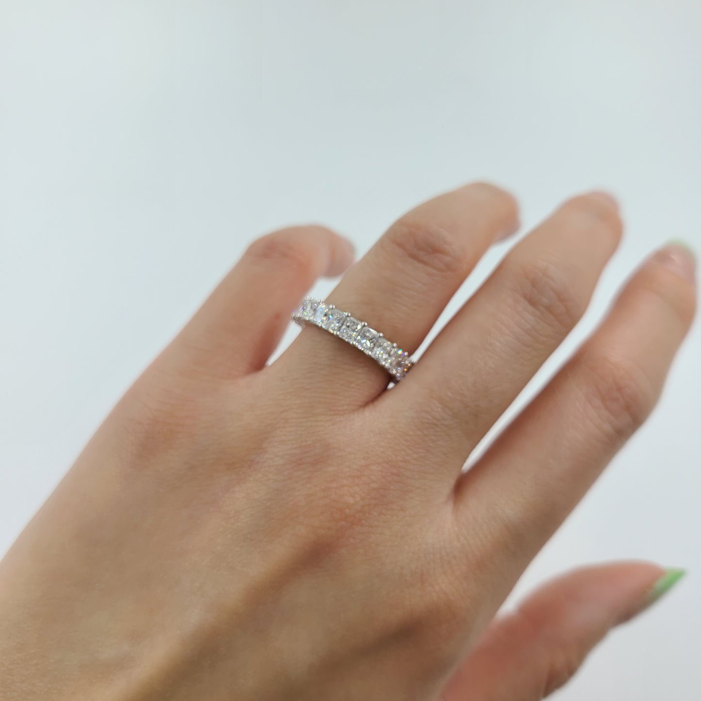 2ct Emerald Cut Diamond Wedding Band/ Full Eternity Diamond Wedding Ring/Stackable 33stones Emerald Cut Diamond Band /Anniversary gift