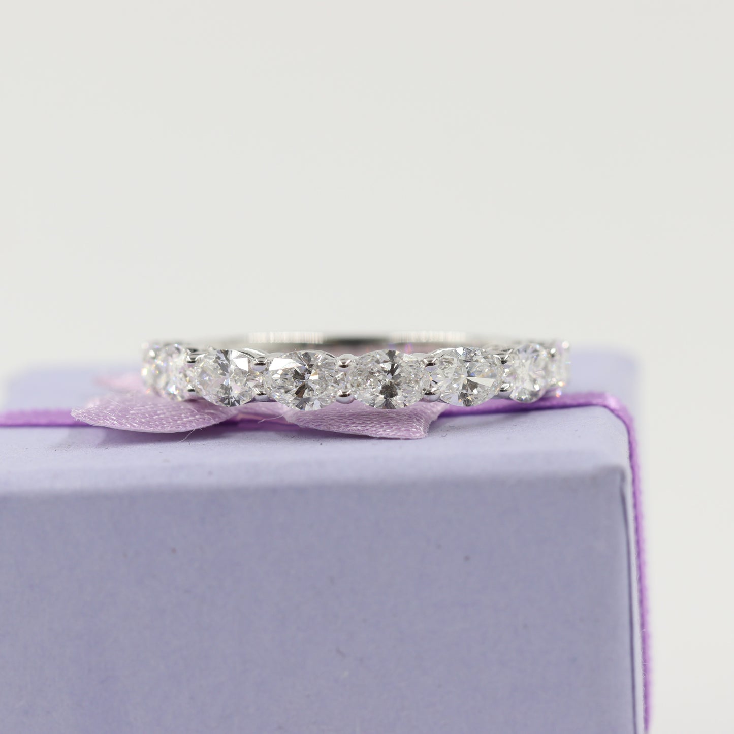 2ct Oval Diamond Half Eternity Band/Half Eternity Natural Diamond Wedding Ring/Stackable 8stones Oval Diamond Band/Anniversary gift