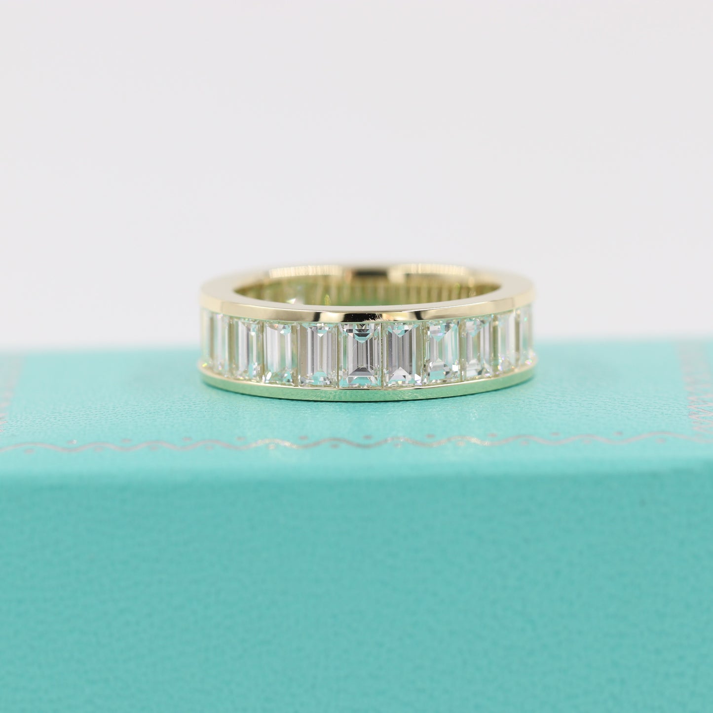 Baguette Diamond wedding Band/3.3ctw Baguette Diamond Eternity 5.6mm Ring/ 3/4 Eternity Baguette Diamond Stackable Band/Anniversary Gift