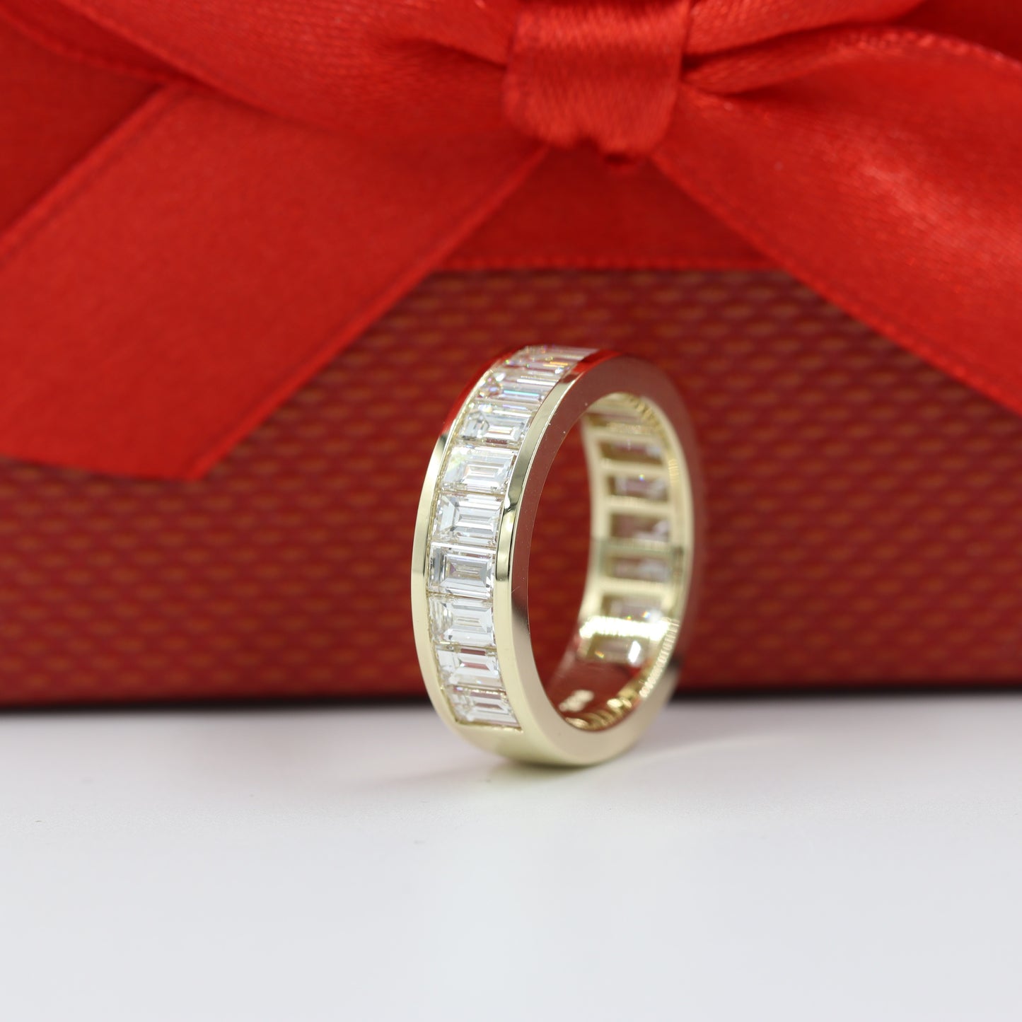 Baguette Diamond wedding Band/3.3ctw Baguette Diamond Eternity 5.6mm Ring/ 3/4 Eternity Baguette Diamond Stackable Band/Anniversary Gift
