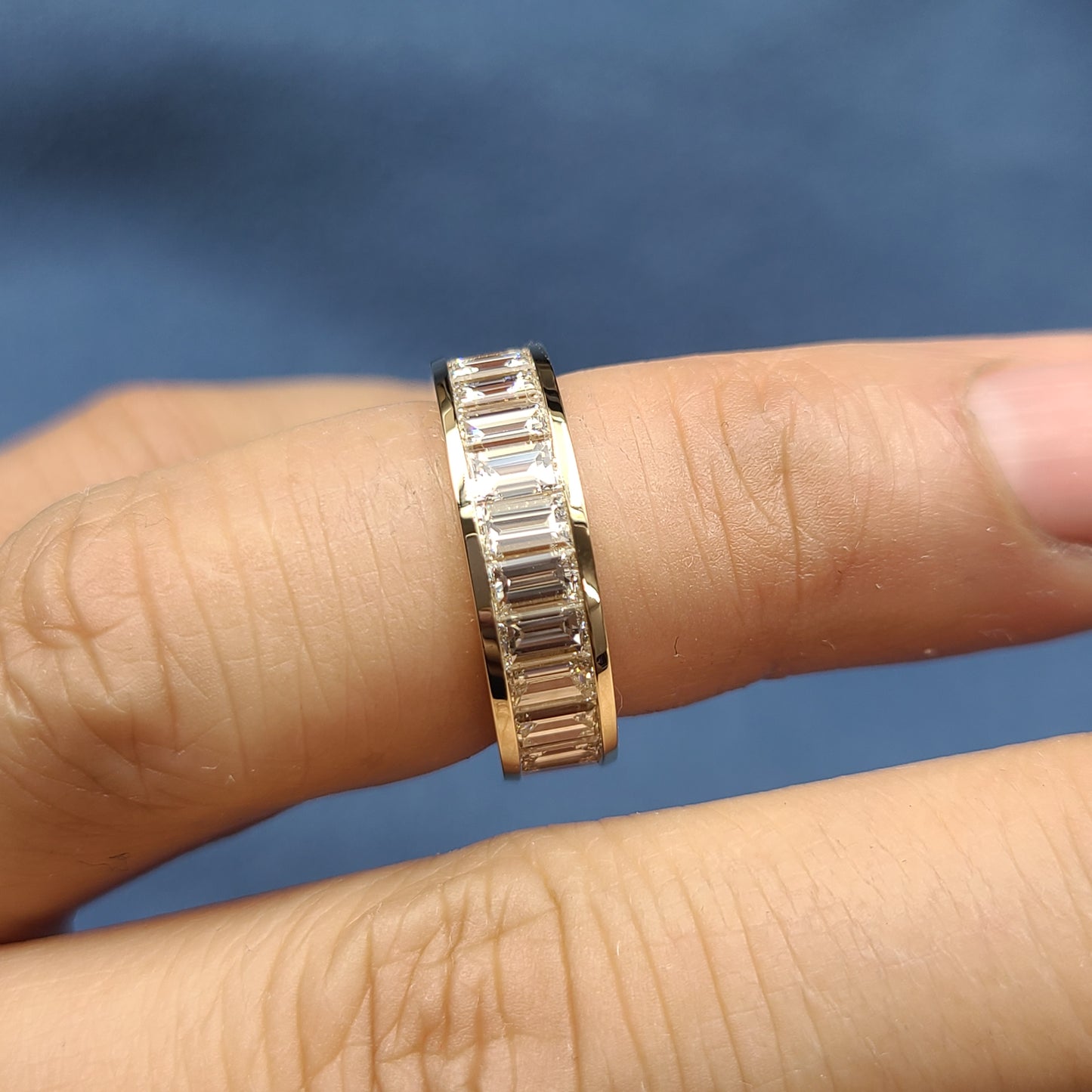 Baguette Diamond wedding Band/3.3ctw Baguette Diamond Eternity 5.6mm Ring/ 3/4 Eternity Baguette Diamond Stackable Band/Anniversary Gift