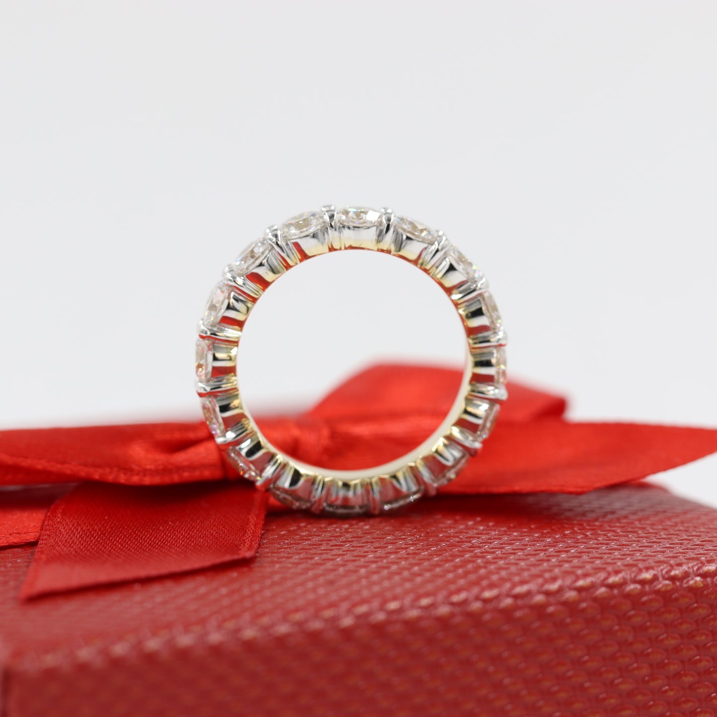 3.4ct Full Eternity Natural Diamond Band/18K gold Two Tone Diamond Band/Stackable Eternity Wedding Band/Anniversary gift/Gift for her