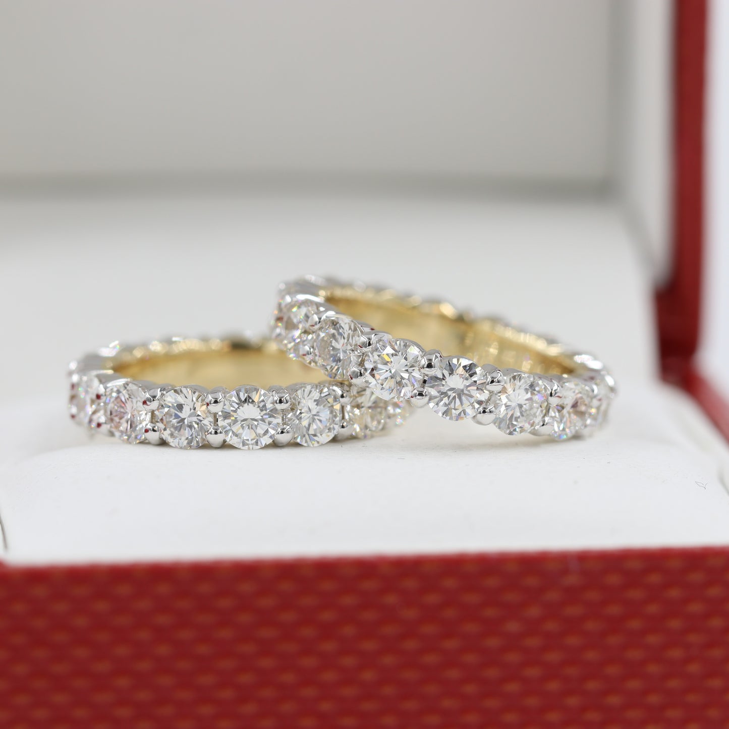 3.4ct Full Eternity Diamond Band/Two Tone Diamond Band/Stackable Eternity Wedding Band/Diamond Wedding Ring/Anniversary gift/Gift for her