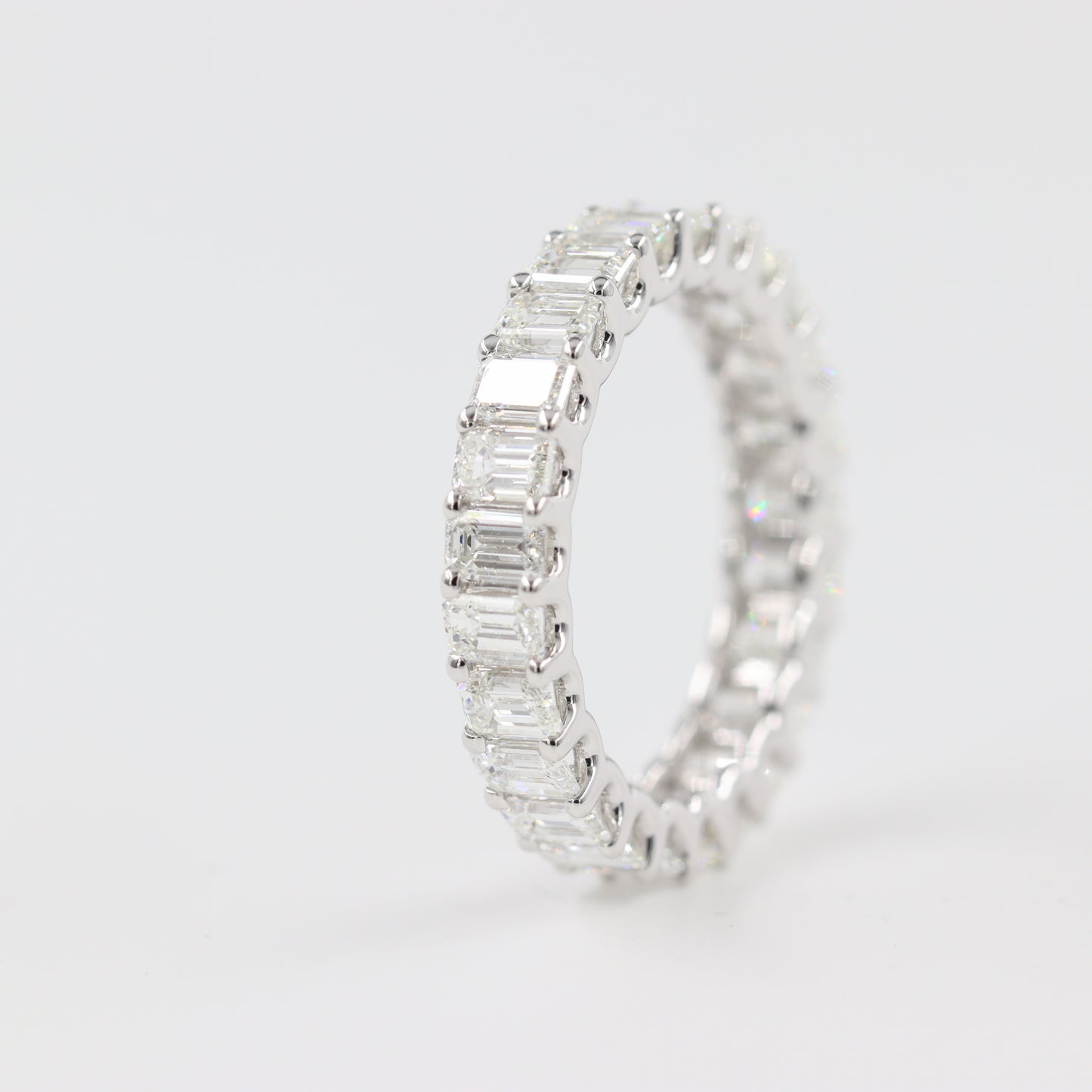 Emerald Cut Diamond Wedding Band/Full Eternity Wedding Ring/ Emerald Cut Diamond U-Shape Band/Stackable Diamond  Band/Anniversary gift