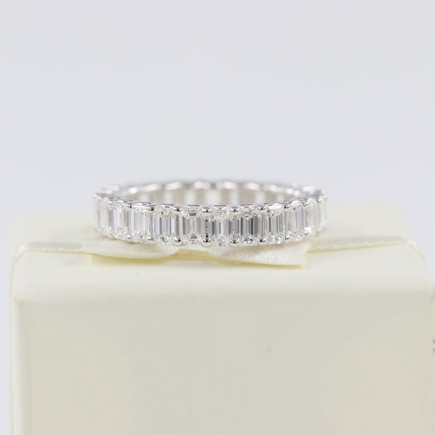 Emerald Cut Diamond Wedding Band/Full Eternity Wedding Ring/ Emerald Cut Diamond U-Shape Band/Stackable Diamond  Band/Anniversary gift