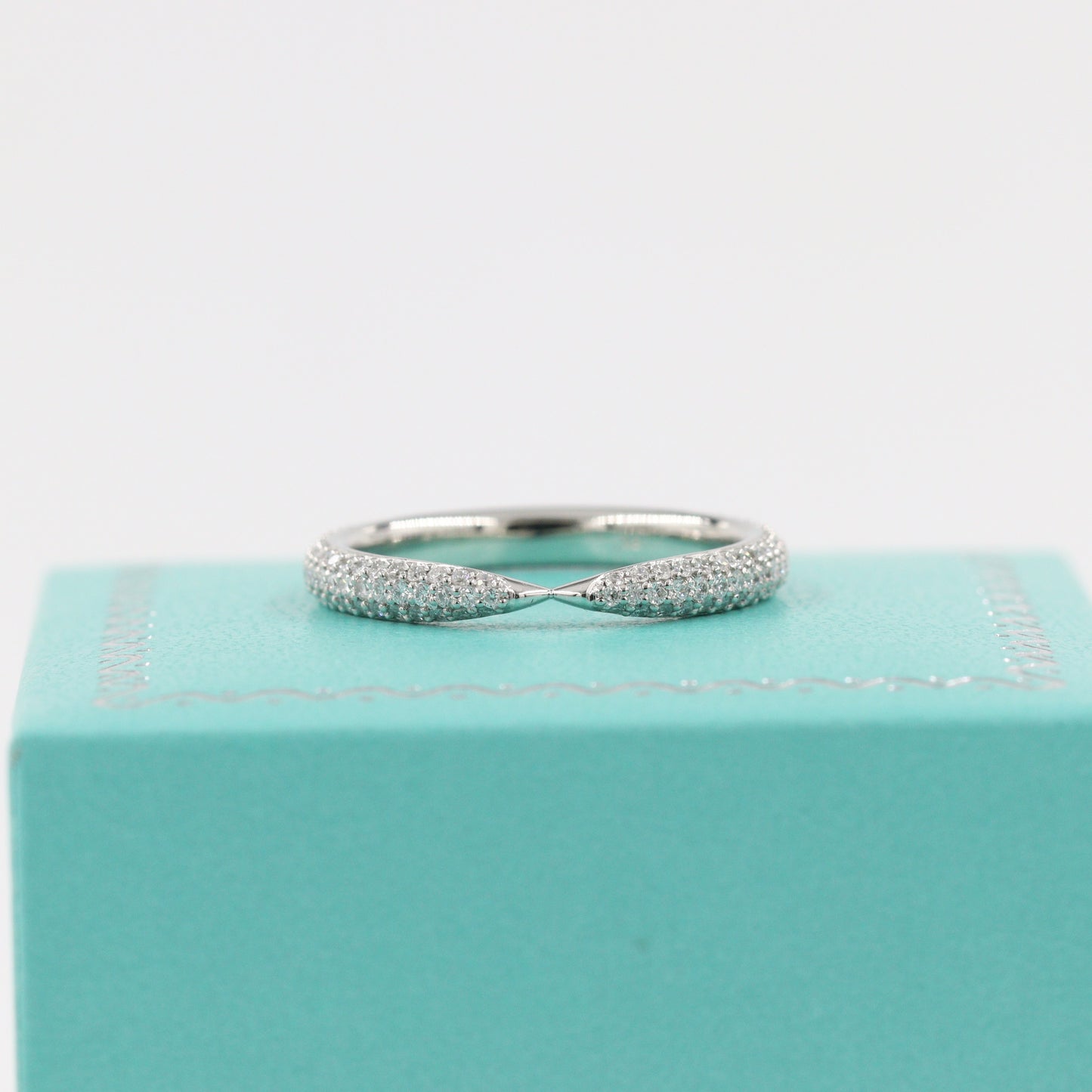 Pinched Wedding Band/2.6mm Stackable 3/4Diamond Setting Band /Triple Row Diamond Wedding Band /Anniversary Ring/Stackable Ring/Matching Band