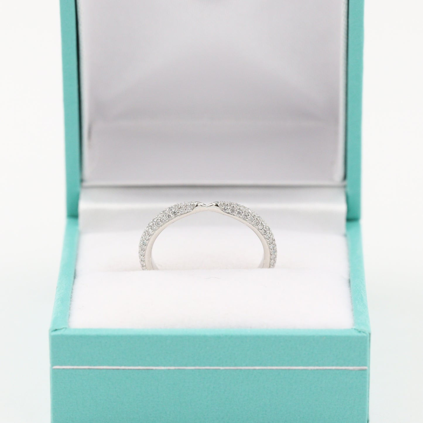 Pinched Wedding Band/2.6mm Stackable 3/4Diamond Setting Band /Triple Row Diamond Wedding Band /Anniversary Ring/Stackable Ring/Matching Band