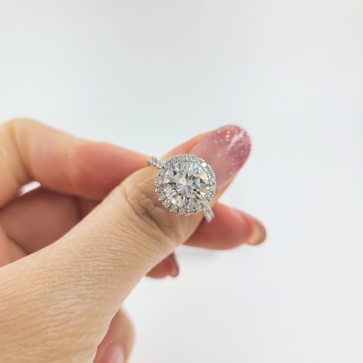 Lab Grown Diamond Halo Ring/3.6ct Lab Grown Diamond Engagement Ring/ Classic Halo Round Cut Bridal Ring/ Propose Ring/Anniversary gift