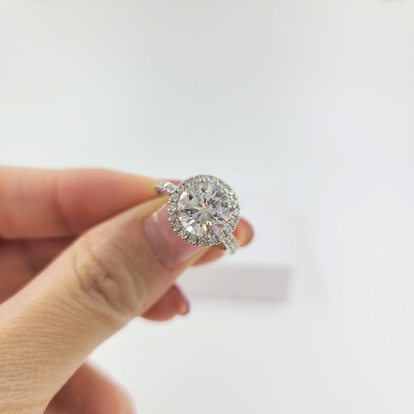 Diamond Engagement Ring/14K ,18K gold 3ct Center Lab Diamond Halo Ring/Classic Halo Round Cut Bridal Ring/ Propose Ring/Anniversary gift