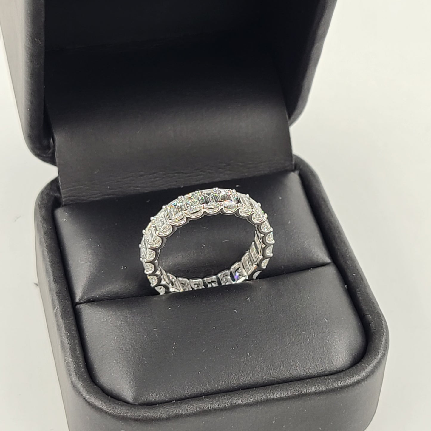 4.4ct Emerald Cut Diamond Full Eternity Wedding Ring/Emerald Cut Diamond Full Eternity Band/Stackable Diamond Band/U shape Prong