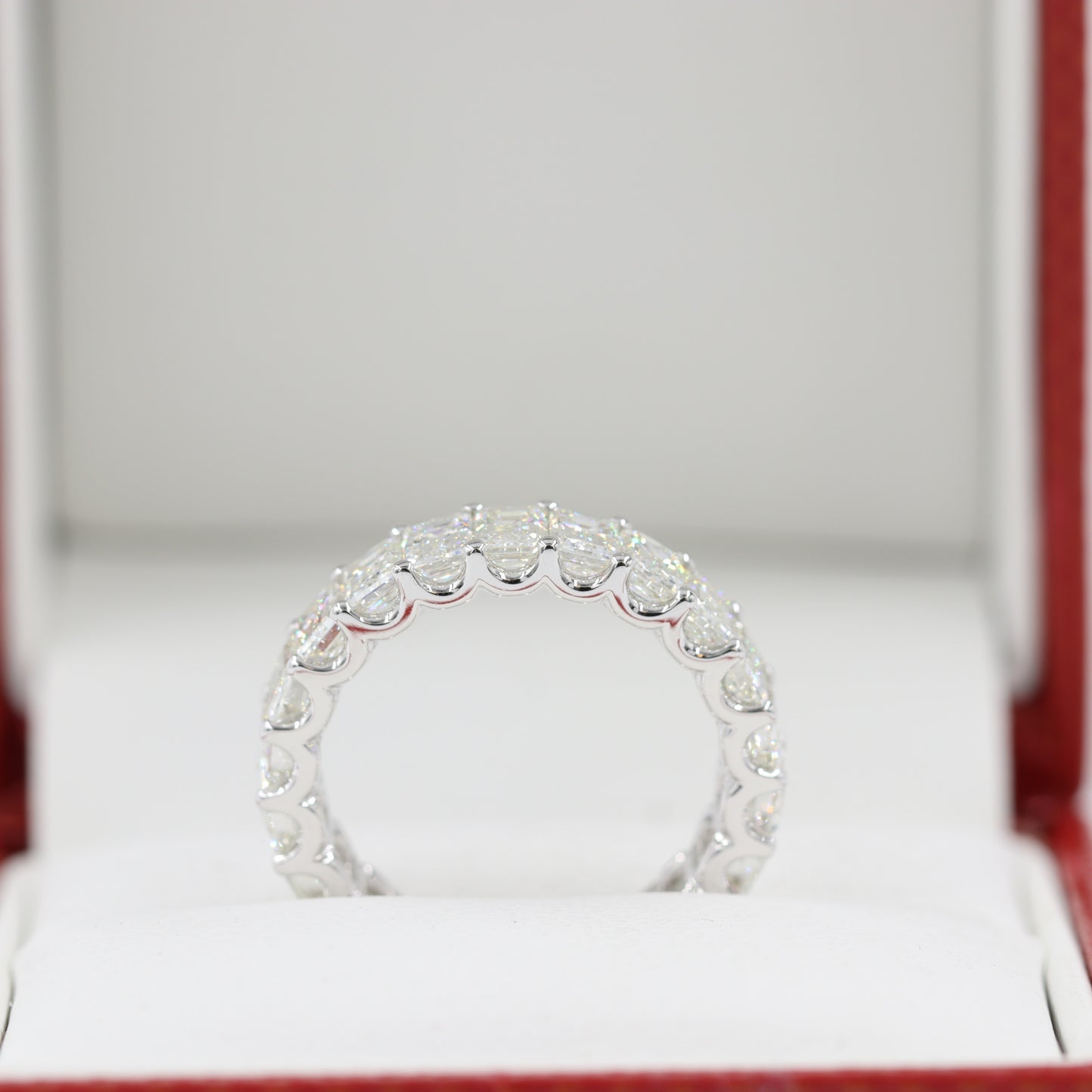 17stones Natural Emerald Cut Diamond 4.5ct Band/Eternity Wedding Ring/Stackable Diamond Band/Anniversary gift Ring/Width 5.2mm/gifts for her