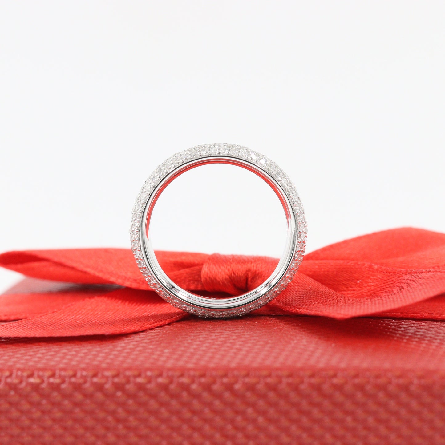 4 Row Diamond Full Eternity Band/ 4mm Width Wedding Band/Full Diamond Eternity Band/Stackable Natural Diamond Band/Anniversary Giftand/Stackable Diamond Band/Anniversary Gift