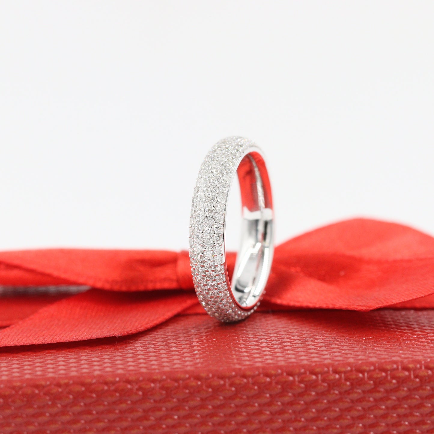 4 Row Diamond Full Eternity Band/ 4mm Width Wedding Band/Full Diamond Eternity Band/Stackable Natural Diamond Band/Anniversary Giftand/Stackable Diamond Band/Anniversary Gift