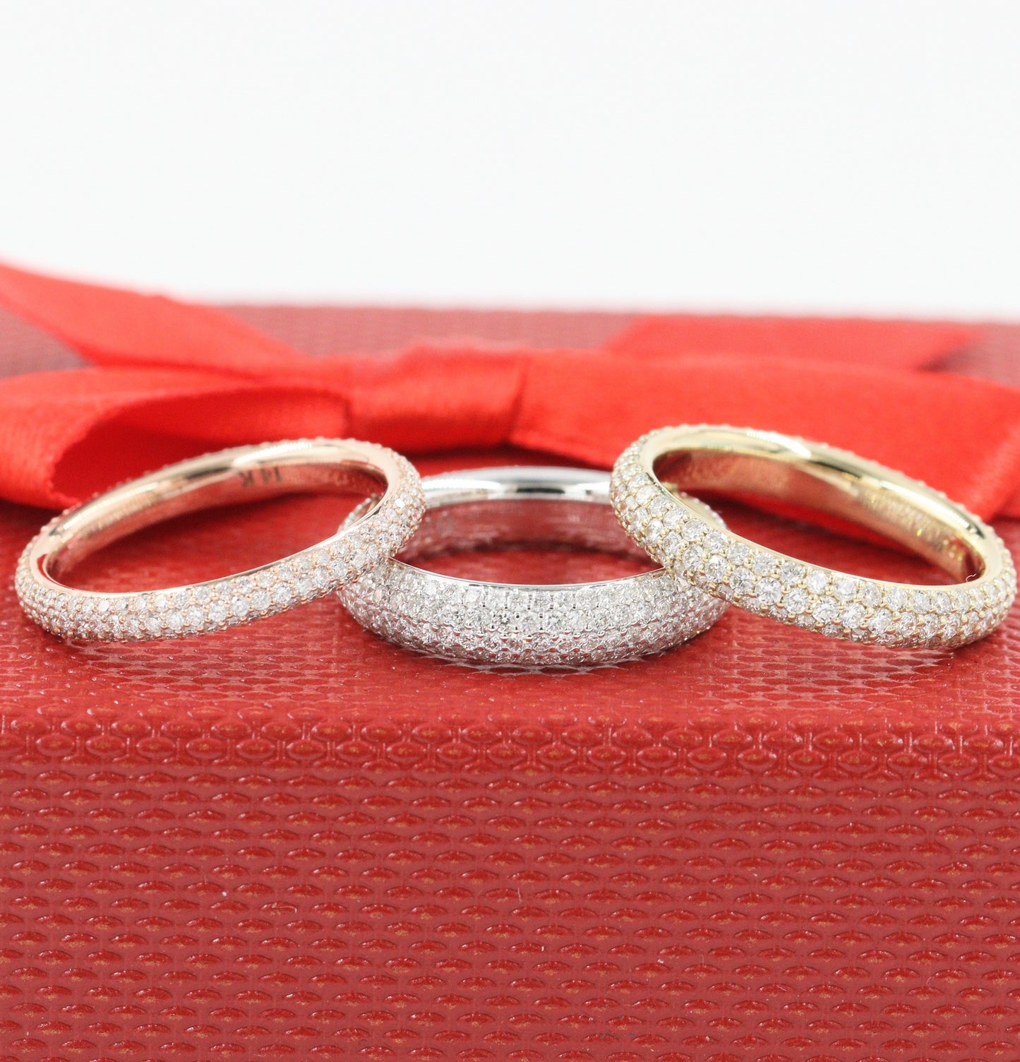 4 Row Diamond Full Eternity Band/ 4mm Width Wedding Band/Full Diamond Eternity Band/Stackable Natural Diamond Band/Anniversary Giftand/Stackable Diamond Band/Anniversary Gift