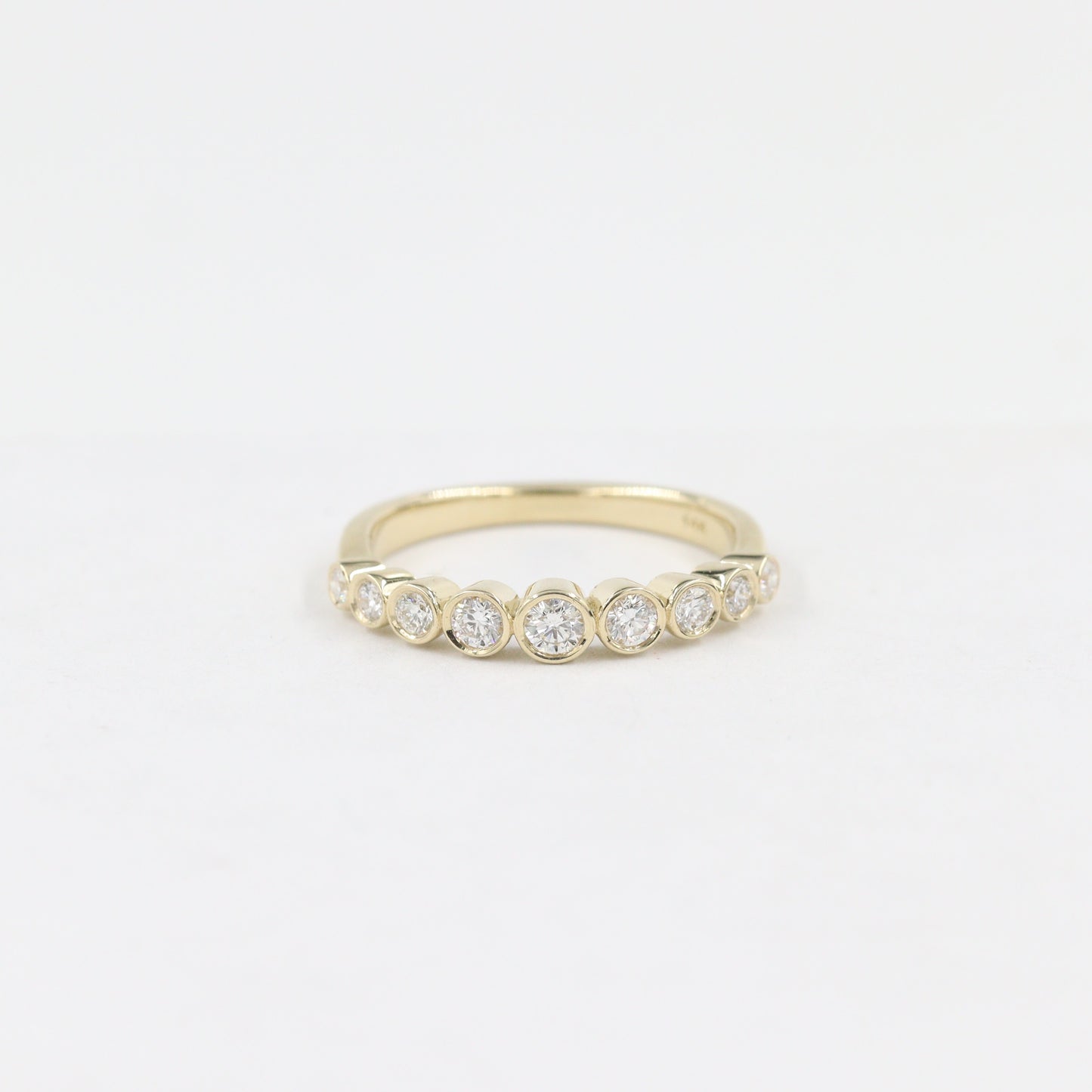 Half Diamond Bezel Ring/Half Eternity Diamonds Ring/Stackable Diamond Ring/Wedding Ring/Anniversary Gift/Minimalist Ring