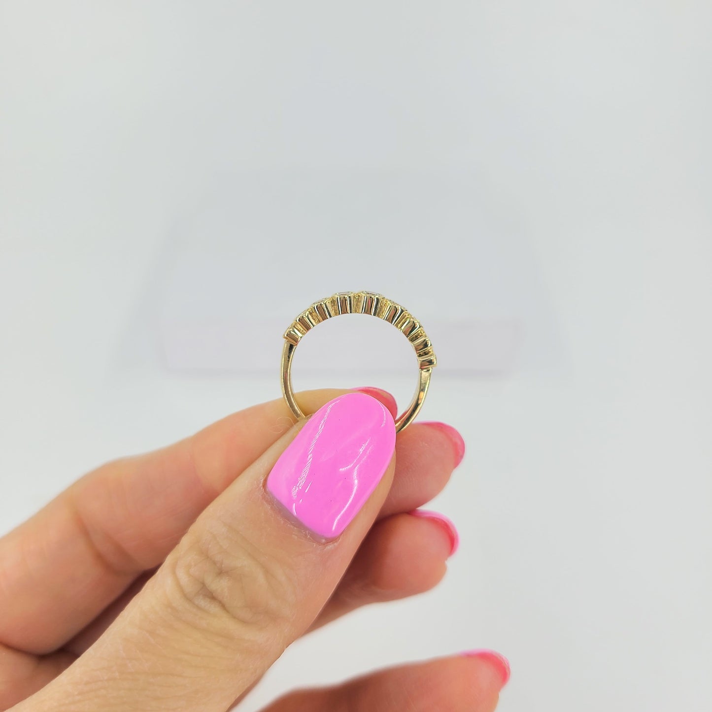 Half Diamond Bezel Ring/Half Eternity Diamonds Ring/Stackable Diamond Ring/Wedding Ring/Anniversary Gift/Minimalist Ring