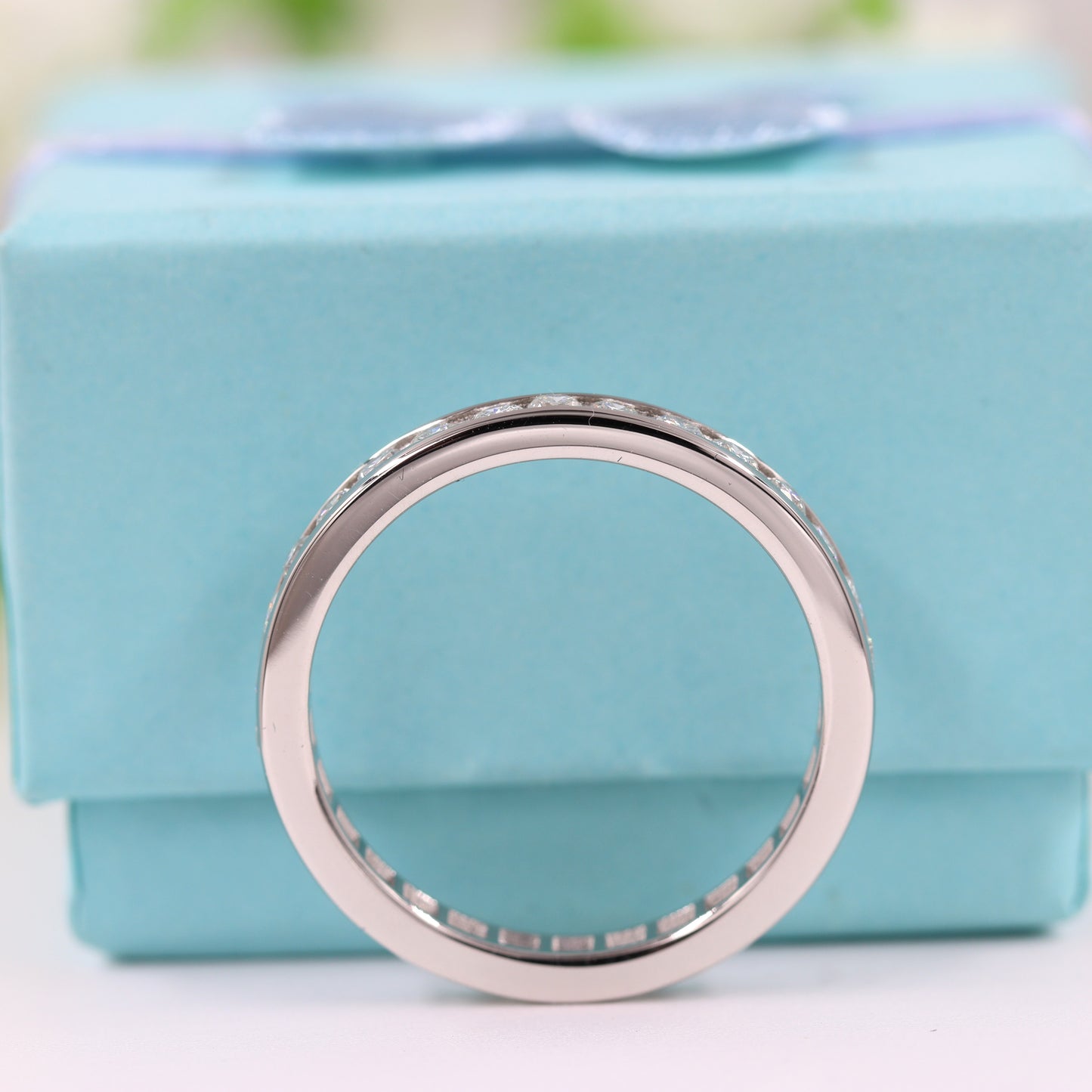 Diamond Wedding Band/14k gold Channel Set Diamond Ring/ Full Eternity Stackable Ring/Dainty Diamond Wedding Ring /Anniversary gif