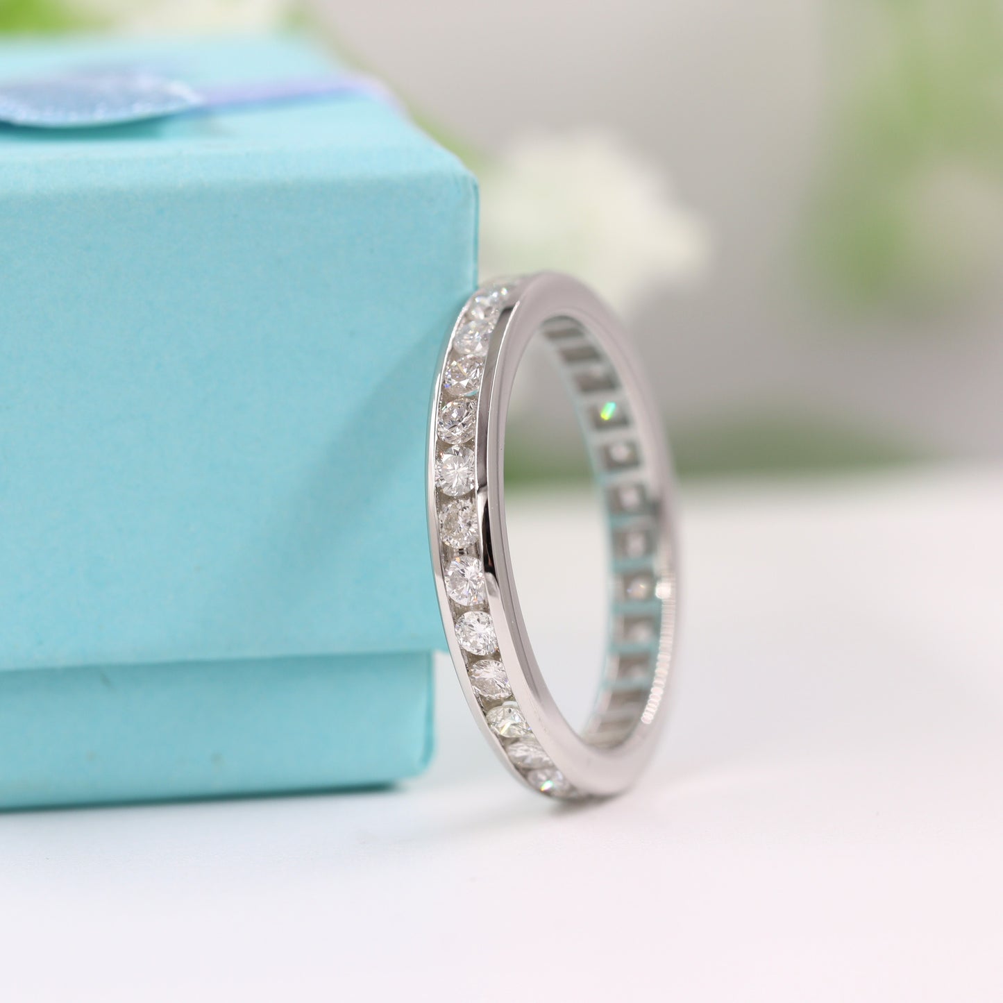 Diamond Wedding Band/14k gold Channel Set Diamond Ring/ Full Eternity Stackable Ring/Dainty Diamond Wedding Ring /Anniversary gif