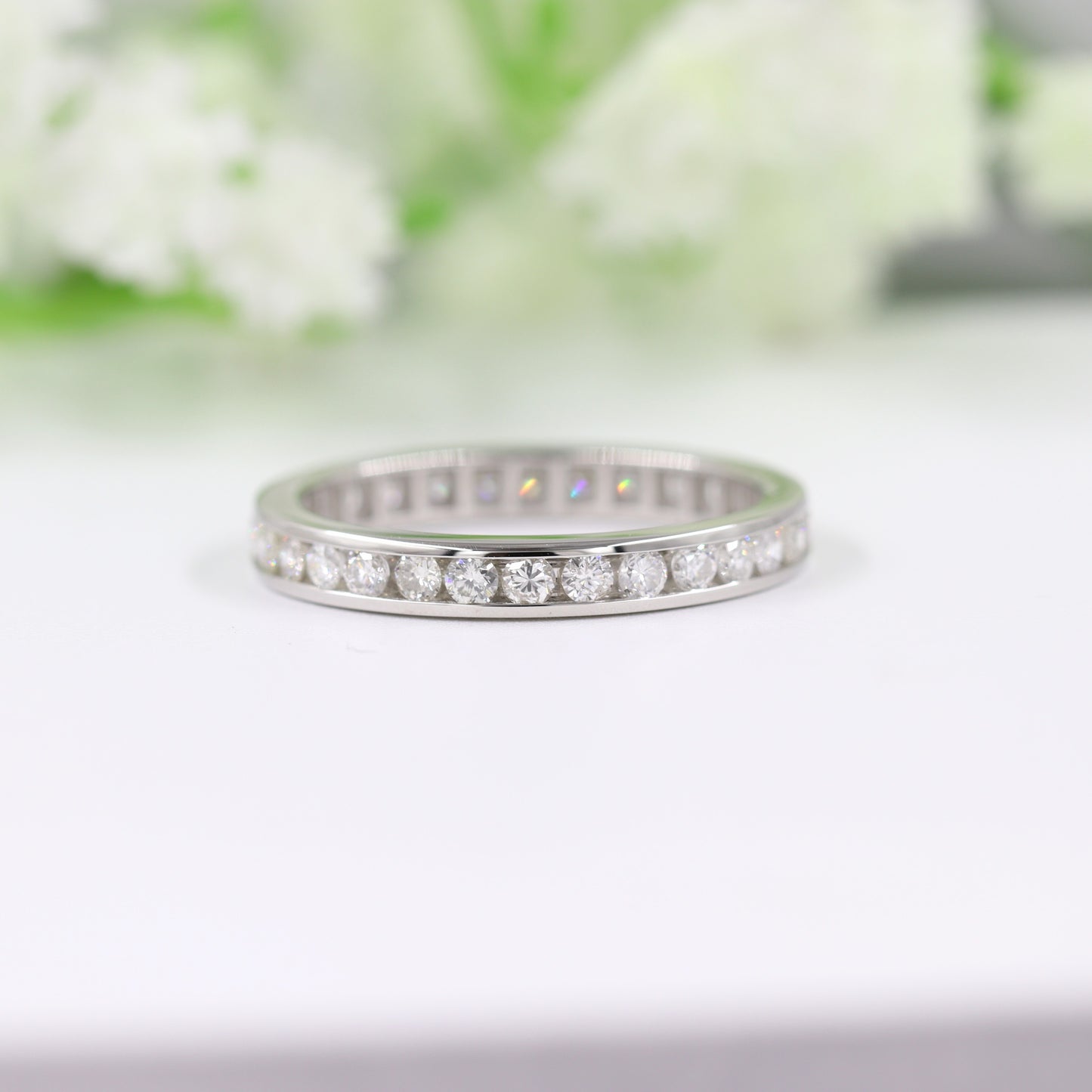 Diamond Wedding Band/14k gold Channel Set Diamond Ring/ Full Eternity Stackable Ring/Dainty Diamond Wedding Ring /Anniversary gif
