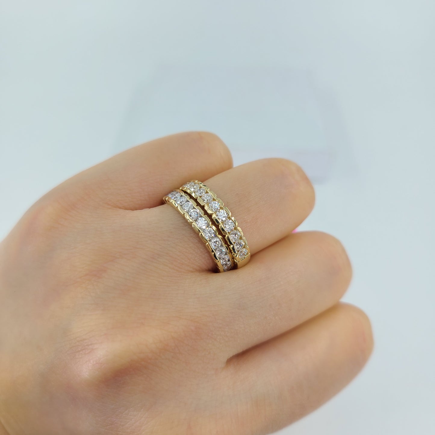 Channel Set Half Eternity Diamond Band/ Stackable Diamond Wedding Band/ Channel Set Diamond Ring 3.6mm