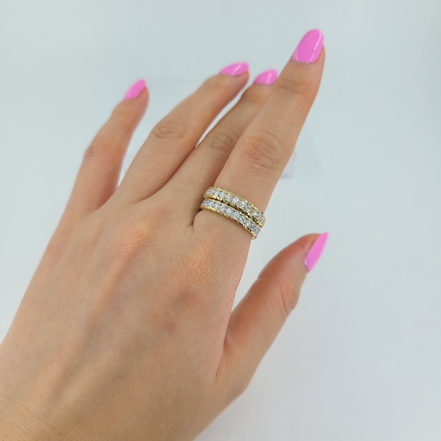 Channel Set Half Eternity Diamond Band/ Stackable Diamond Wedding Band/ Channel Set Diamond Ring 3.6mm