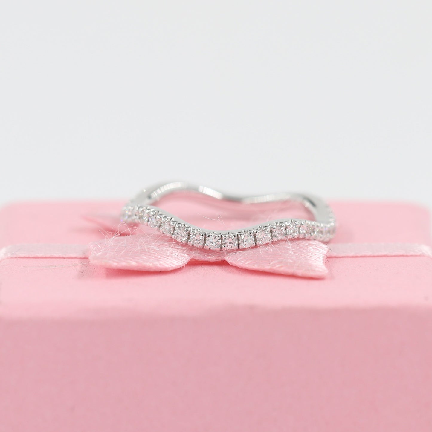 Curved Full Diamond Wedding Band/14k Diamond Matching Band/ Dainty Diamond Wedding Ring/ Simple Delicate Stacking Ring/ Gift for her