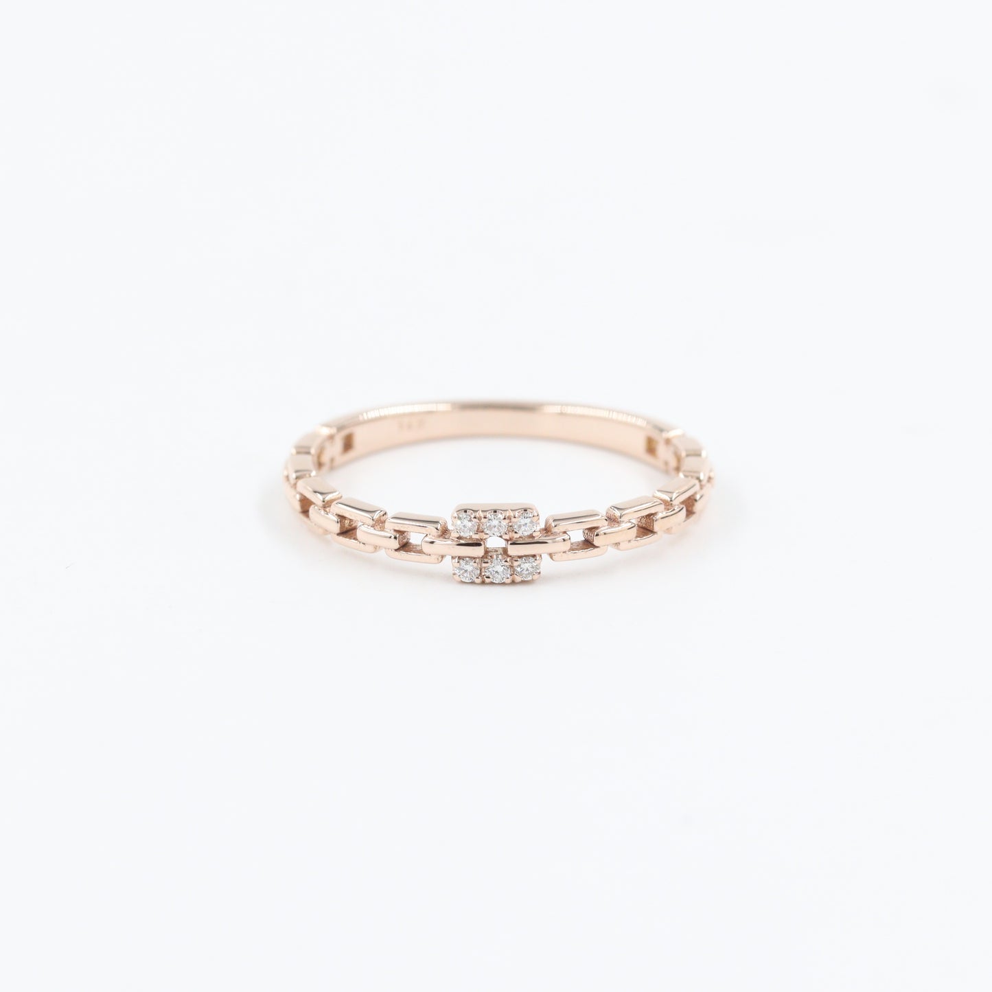 Diamond Chain Ring /Diamond Ring/ 14K Solid Gold Diamond Chain Shape Ring /Square Diamond Ring / Unique Ring /Minimalist Ring / Promise ring