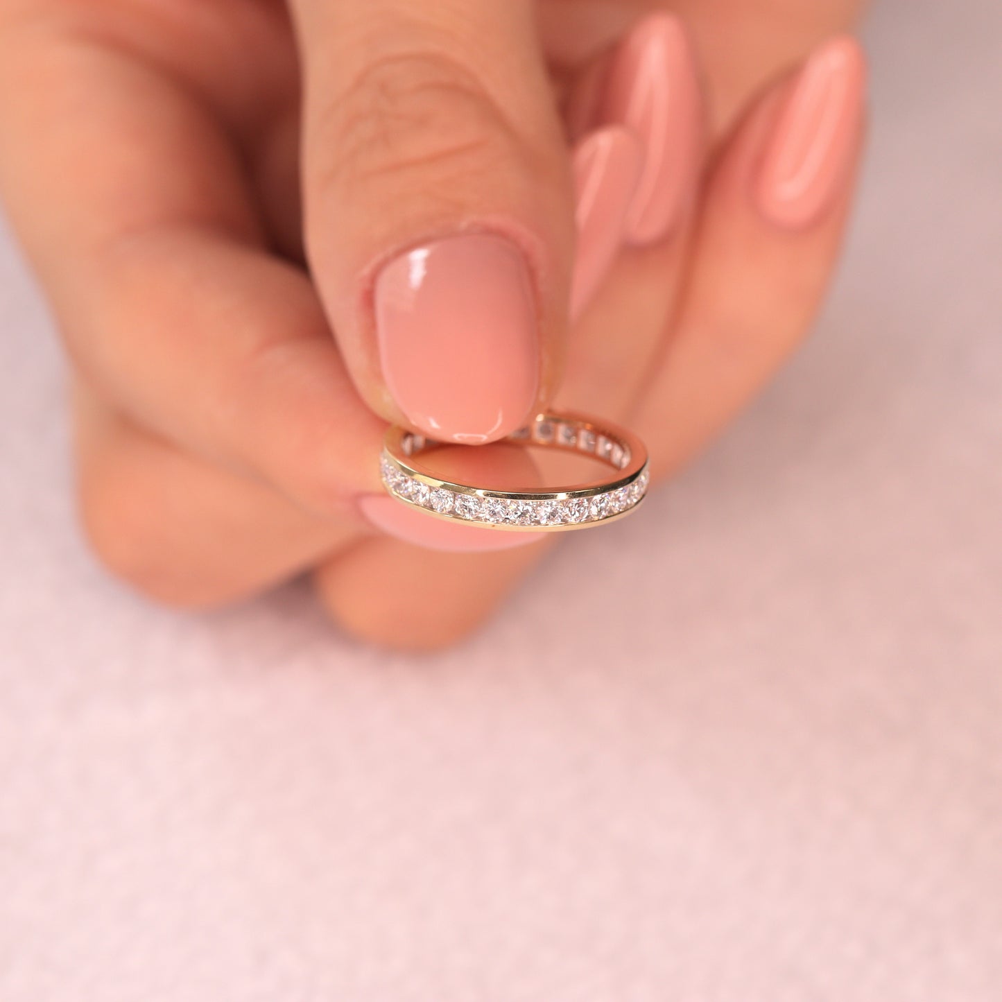 Diamond Wedding Band/14k gold Channel Set Diamond Ring/ Full Eternity Stackable Ring/Dainty Diamond Wedding Ring /Anniversary gif