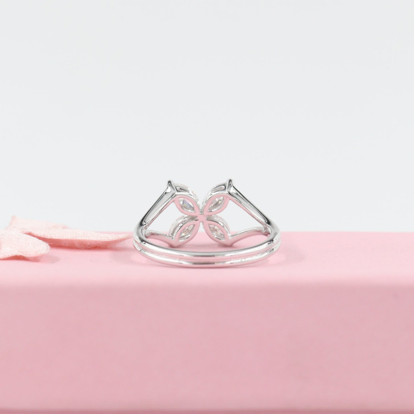 Four Marquise Diamonds Ring/ Diamond Flower Ring/ Marquise Diamond Cluster Ring/Diamond Total 0.8ct Ring/ Gift for her