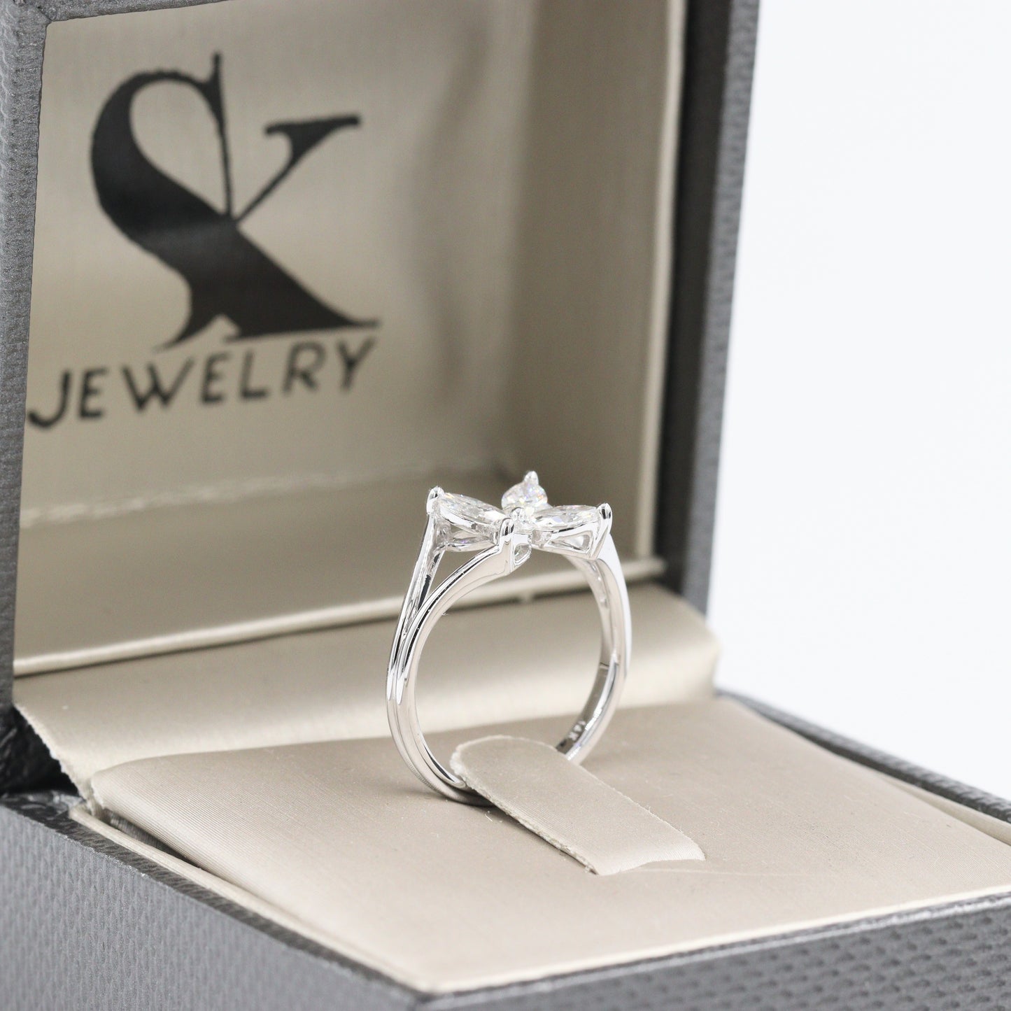 Four Marquise Diamonds Ring/ Diamond Flower Ring/ Marquise Diamond Cluster Ring/Diamond Total 0.8ct Ring/ Gift for her