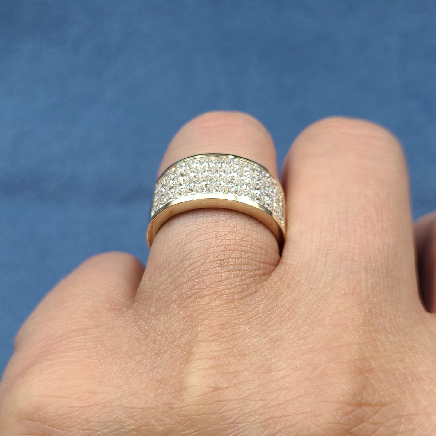 4 Row Invisible Set Half Natural Diamond Ring/Half Diamond Anniversary Ring/Platinum,14K,18K gold Princess Cut Diamond Ring/Anniversary Ring