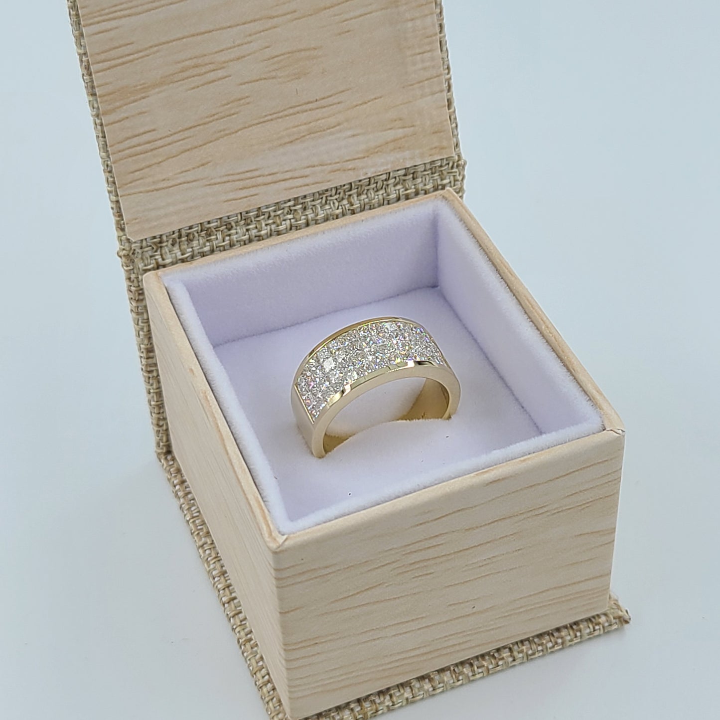 4 Row Invisible Set Half Natural Diamond Ring/ Half Diamond Anniversary Ring/ 14K,18K gold Princess Cut Diamond Ring/Anniversary Ring