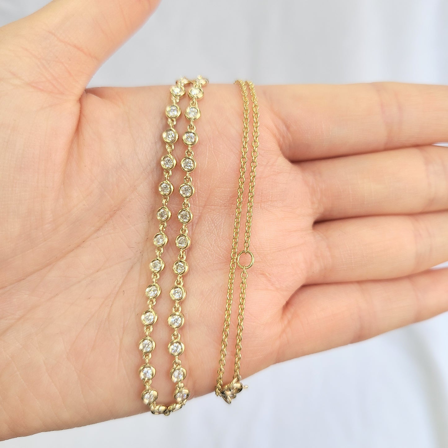 Half Way Round Diamond Bezel Tennis Necklace/Diamond Bezel setting Tennis Necklace/Diamond Tennis Necklace/anniversary gift