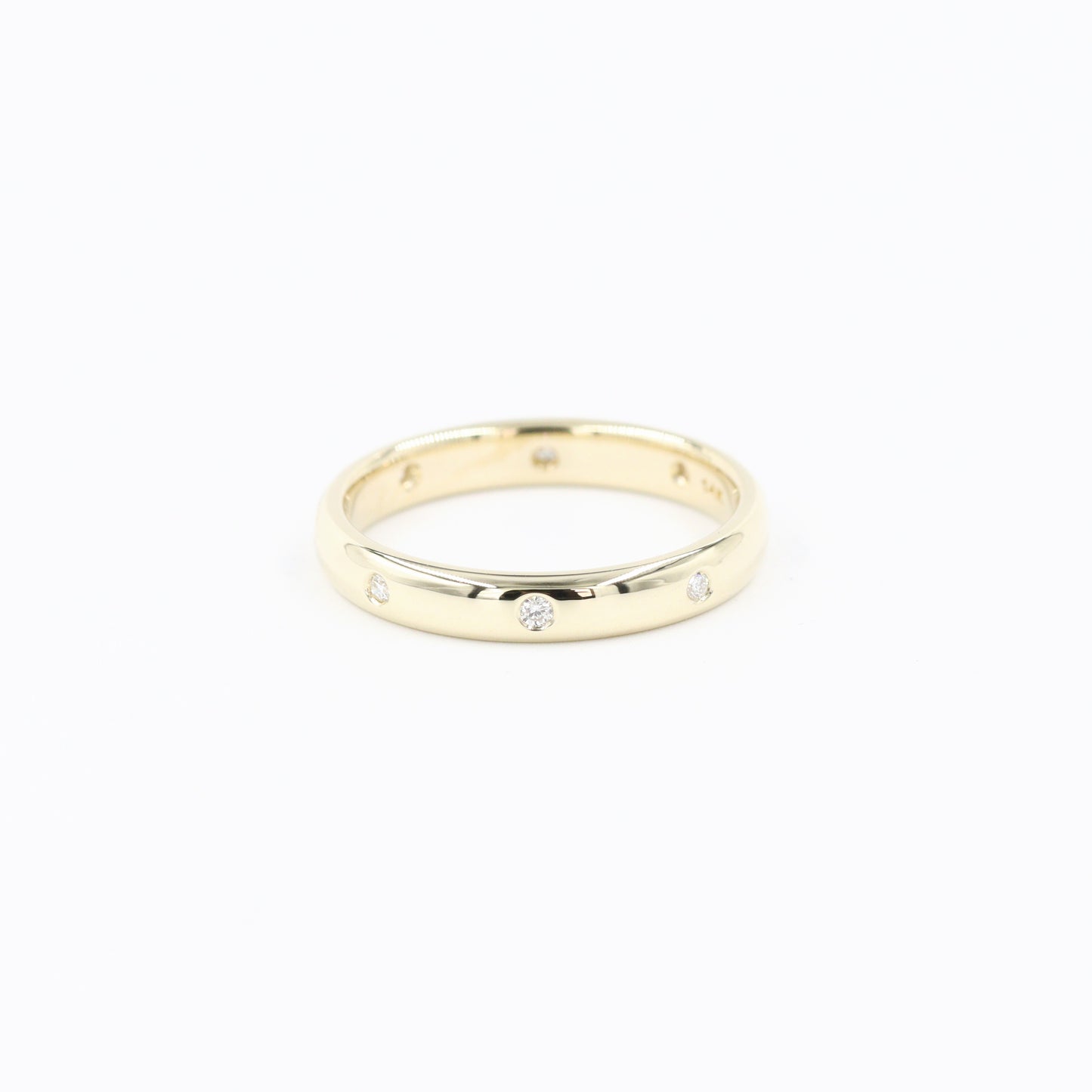 Handmade 14K Gold  Natural Diamond Wedding Band: Comfort Fit Eternity 3mm Ring- Anniversary gift