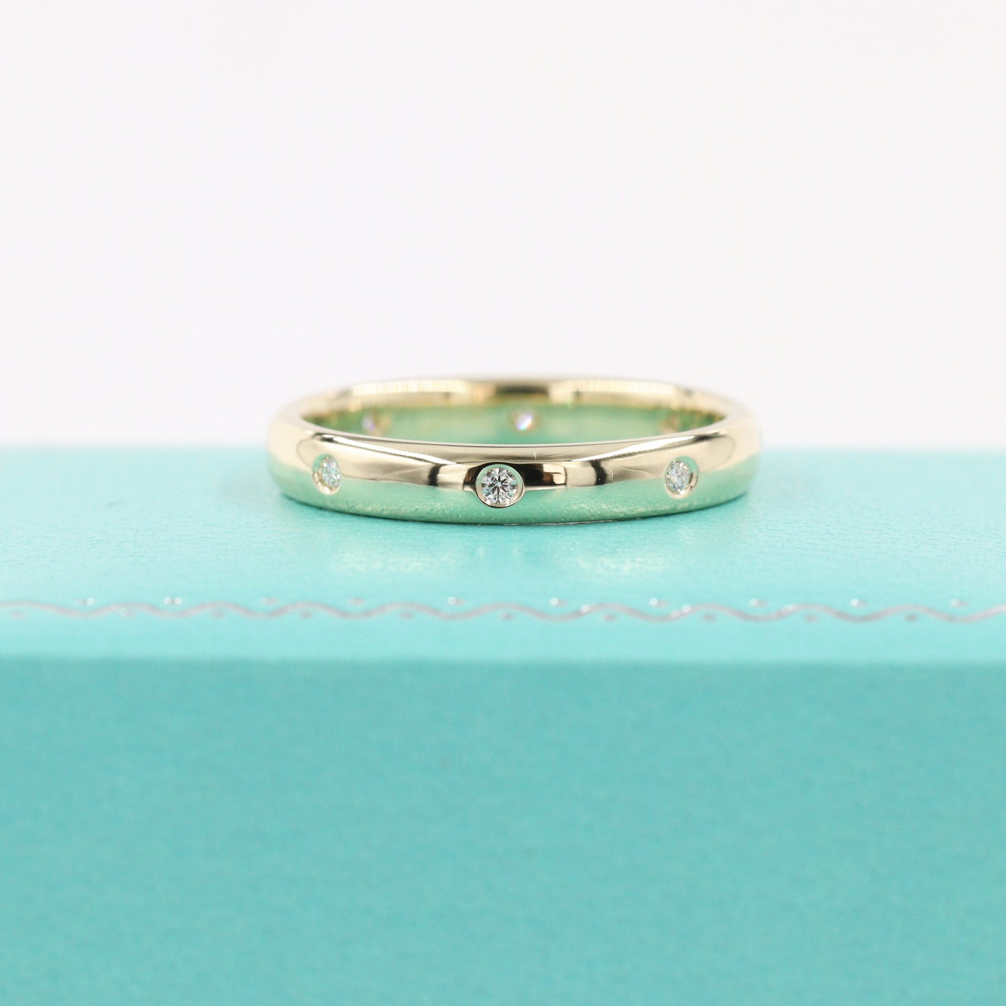 Handmade 14K Gold  Natural Diamond Wedding Band: Comfort Fit Eternity 3mm Ring- Anniversary gift